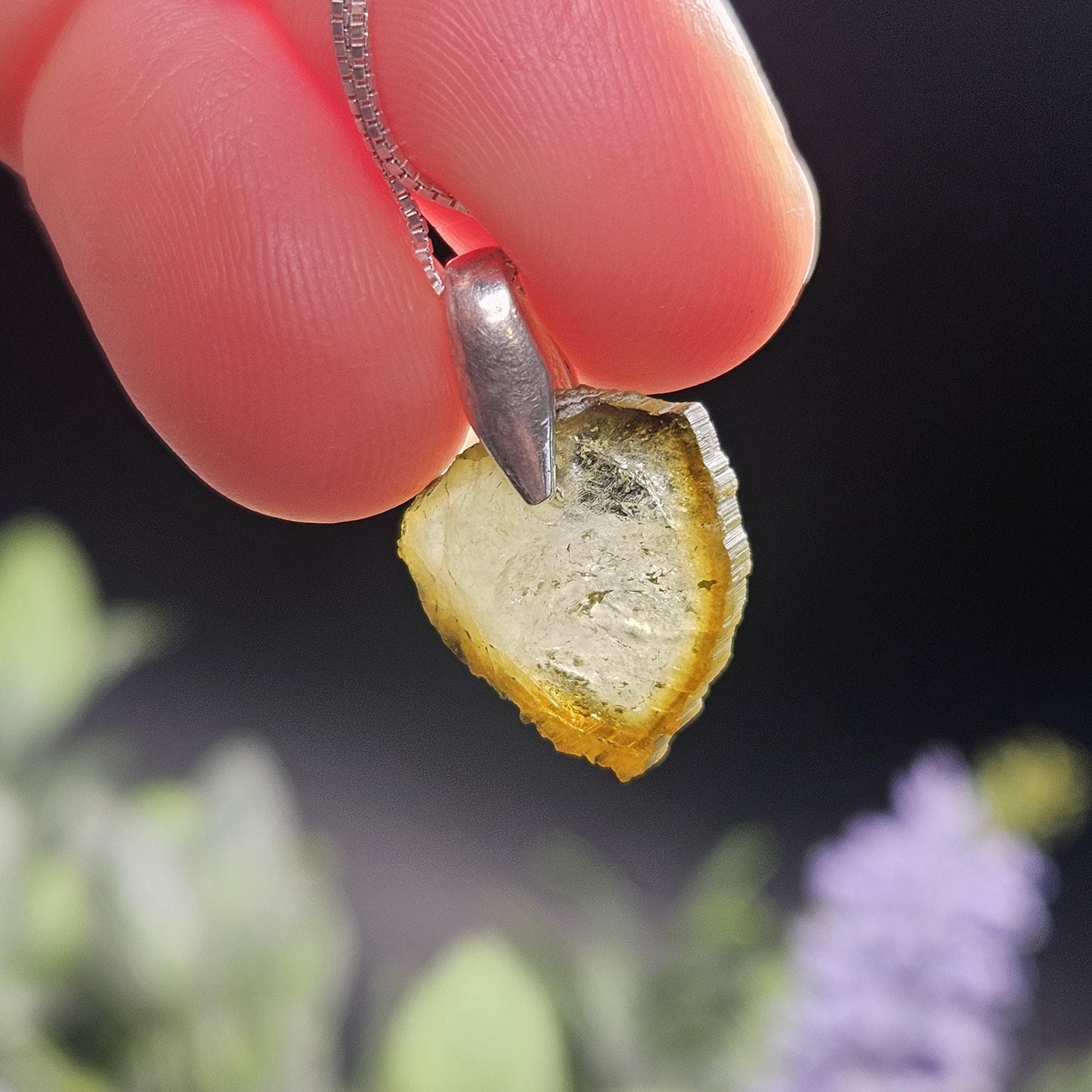 Green "Watermelon" Tourmaline Slice Pendant, Green Tourmaline Necklace