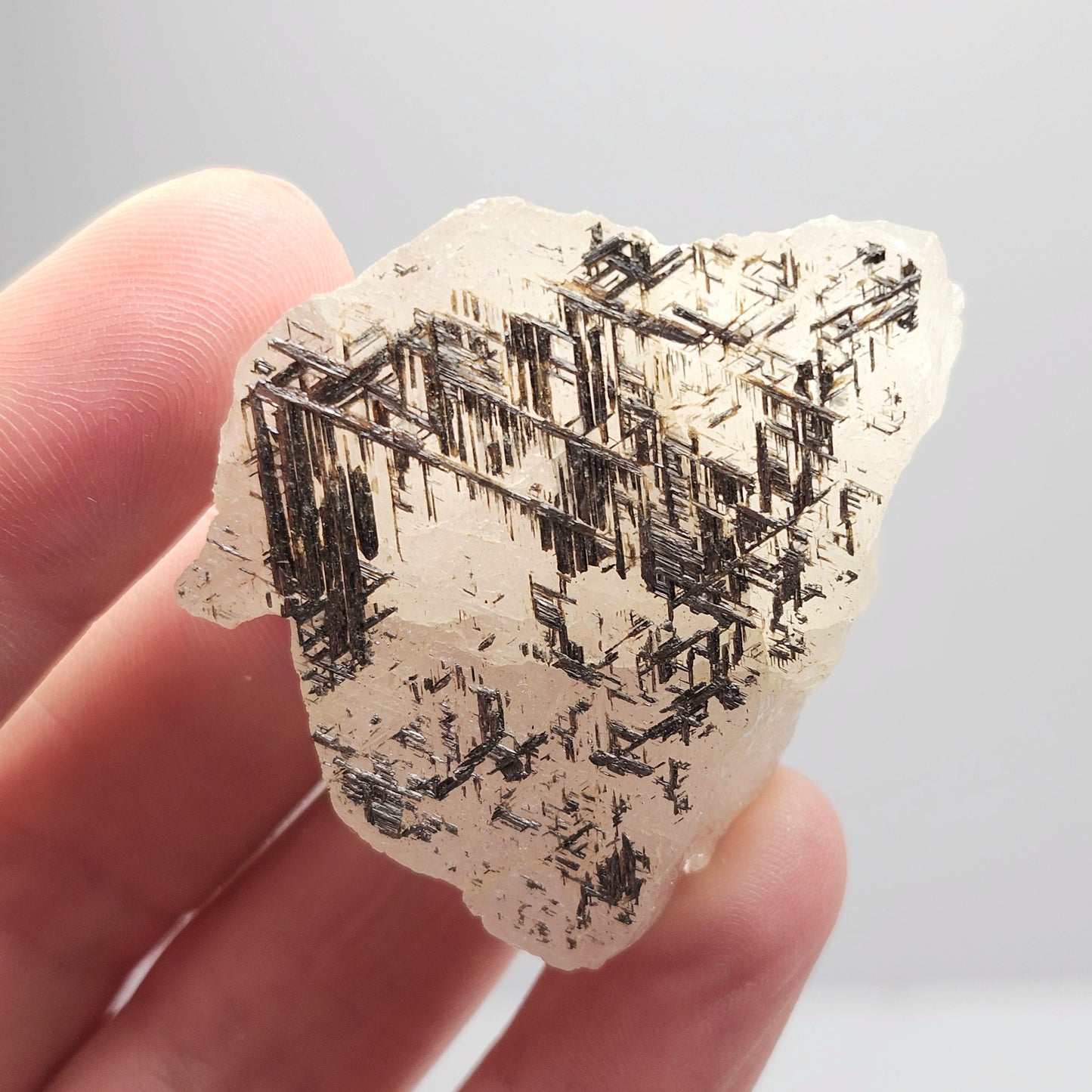 Silver Sagenite Rutile in Quartz 31g, Brazilian Geometric Rutilated Quartz