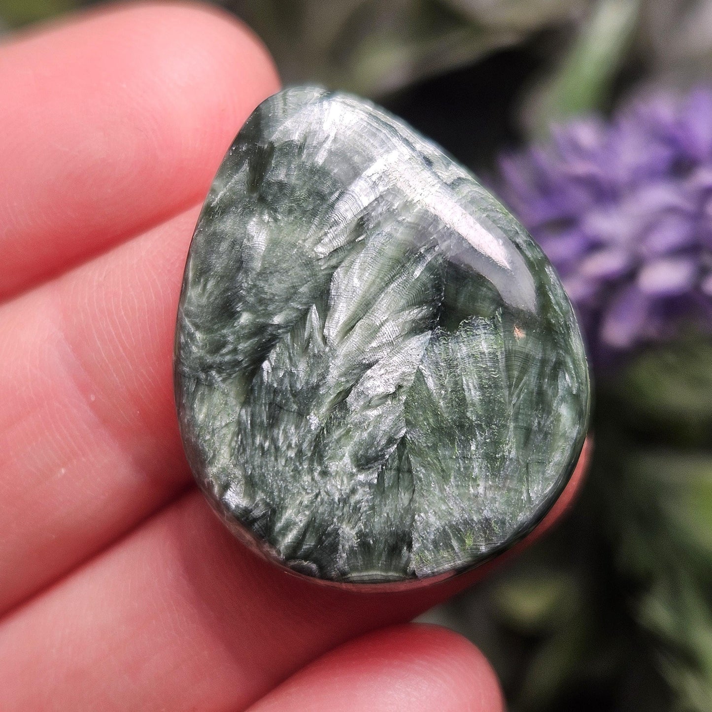 Seraphinite Crystal Cabochon, Jewelry Making Supply