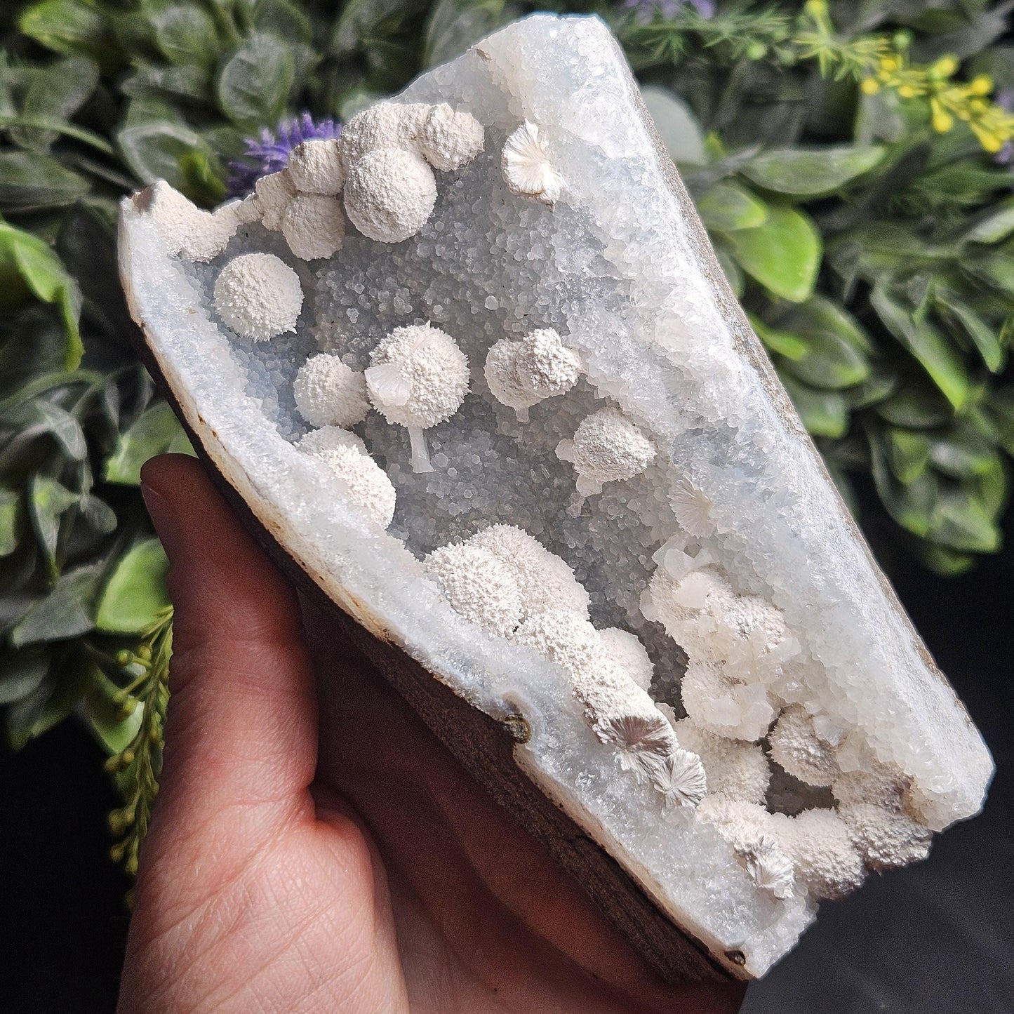 Mordenite Crystals on Blue Chalcedony, Raw Mordenite Crystal Cluster