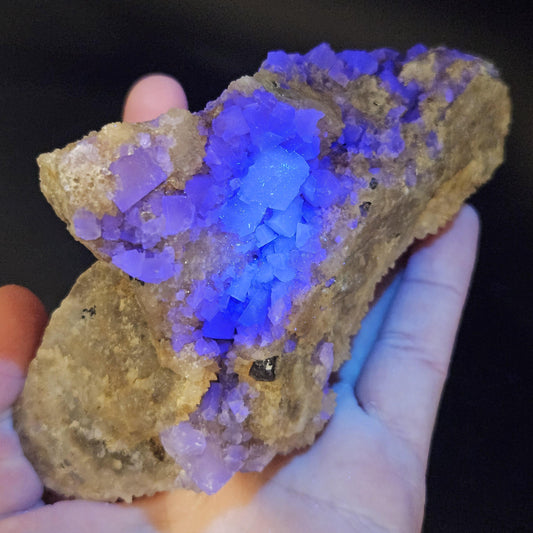 Bingham Blue Fluorite Crystal 352g, UV Reactive, Cubic Fluorite Cluster, Blanchard Mine