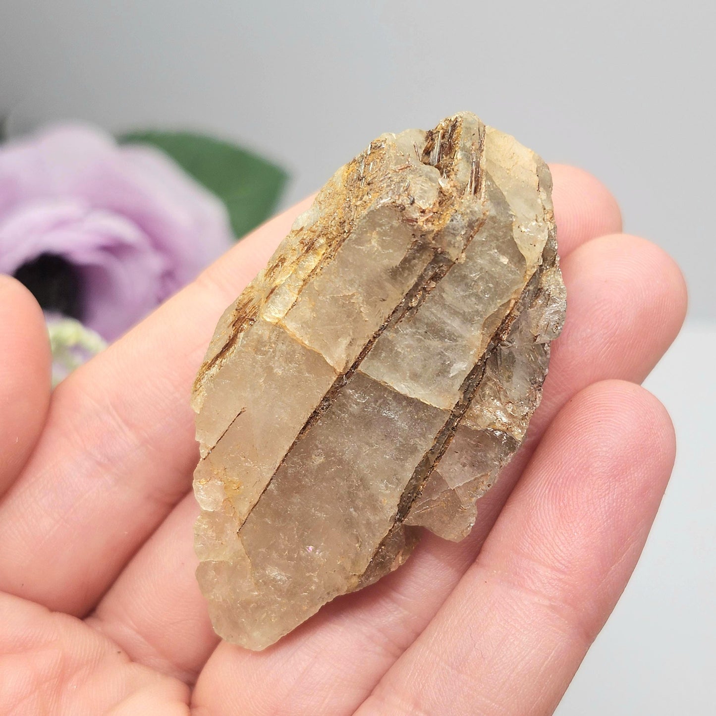 Golden Sagenite Rutile in Diamantina Quartz 41g, Brazilian Geometric Rutilated Quartz