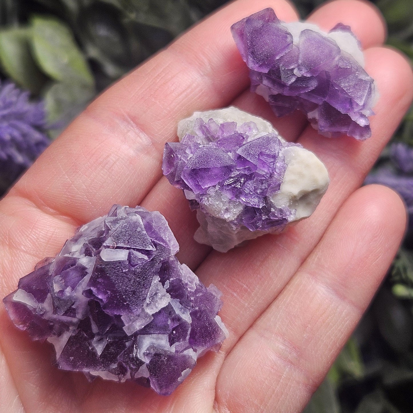 Lavender Purple Fluorite Cluster: UV Reactive, Fluorite with Calcite Mineral Specimen