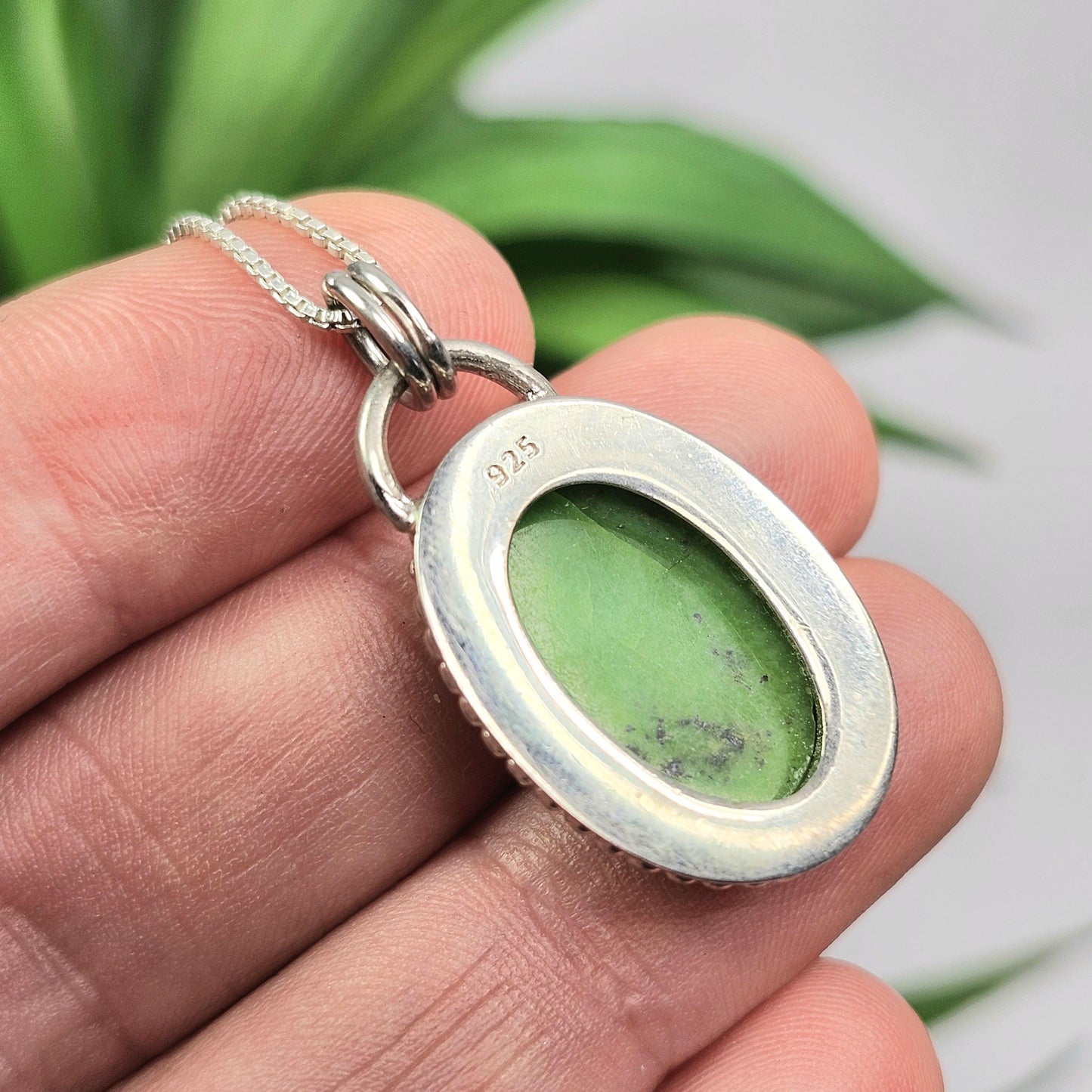 Natural Green Turquoise Pendant, Sterling Silver Turquoise Necklace