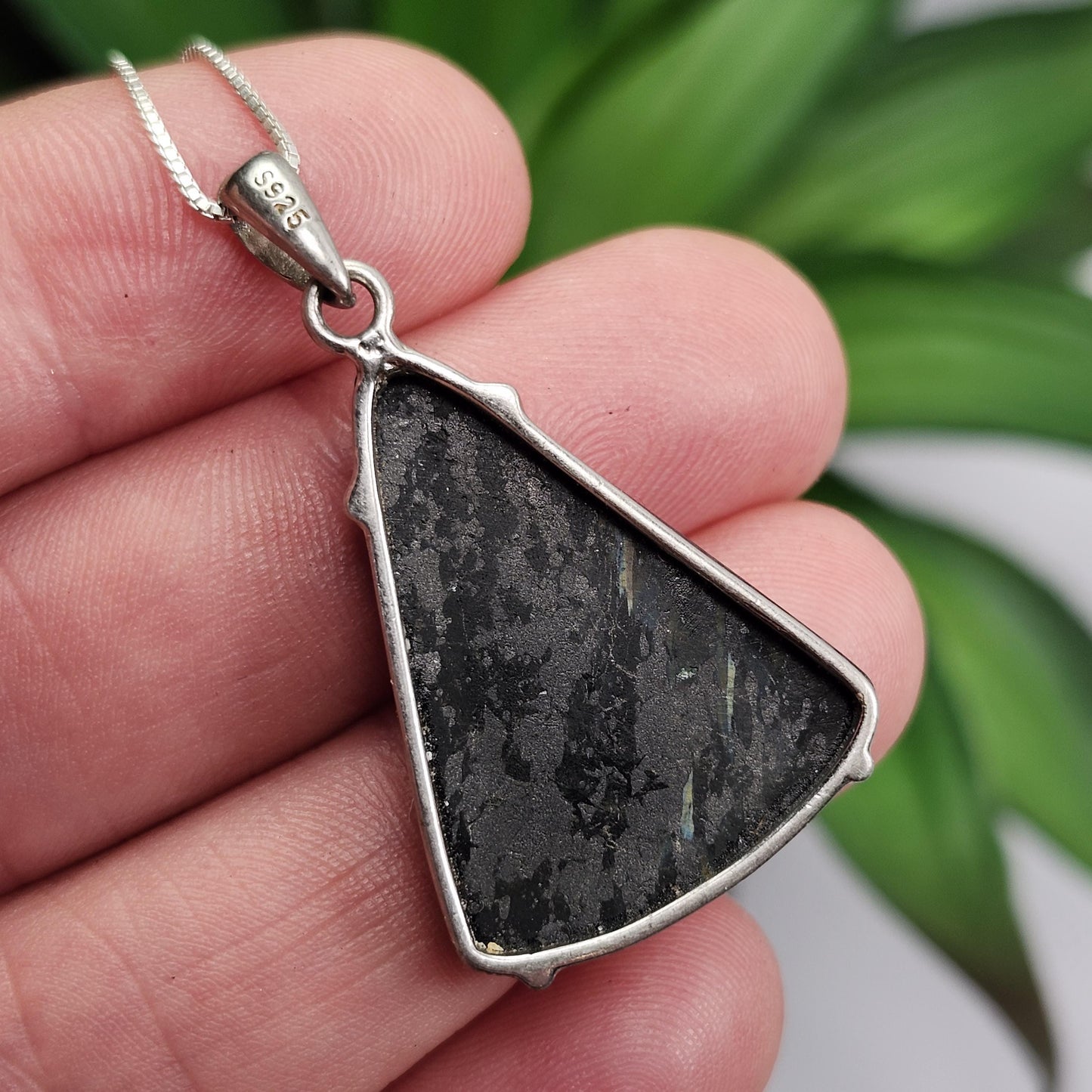 GREENLAND Nuummite Pendant, Sterling Silver Authentic Nuummite Necklace