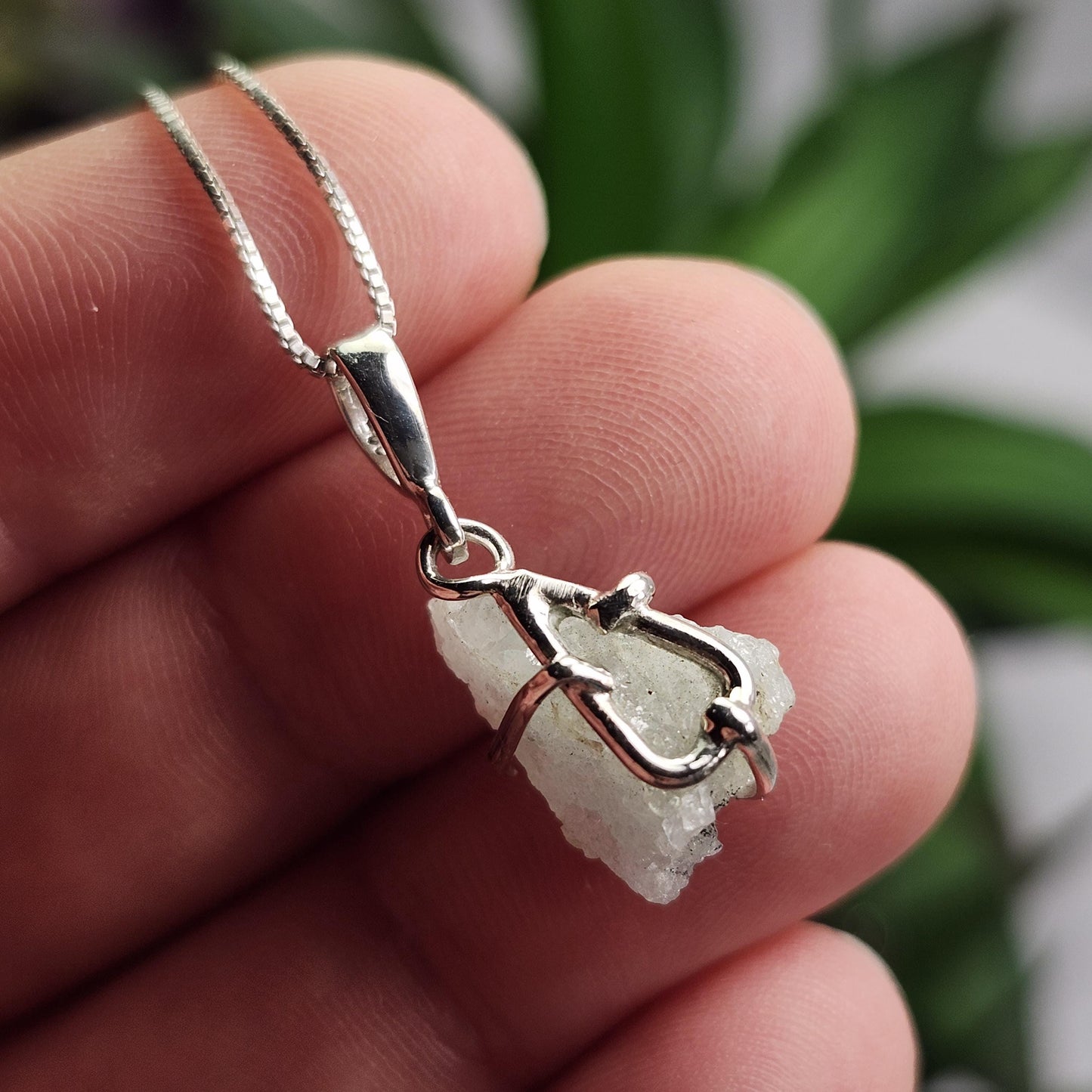 Euclase Crystal Pendant, Brazilian Blue Euclase Sterling Silver Necklace
