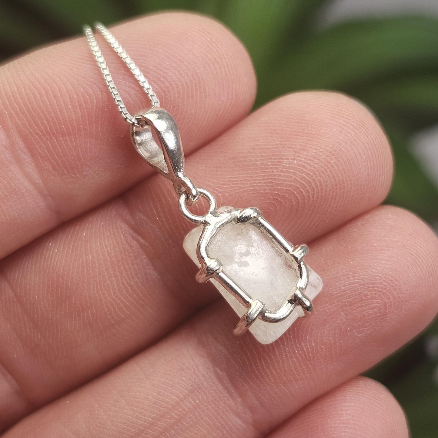 Phenacite Pendant, Nigerian Polished Phenakite Crystal Sterling Silver Necklace