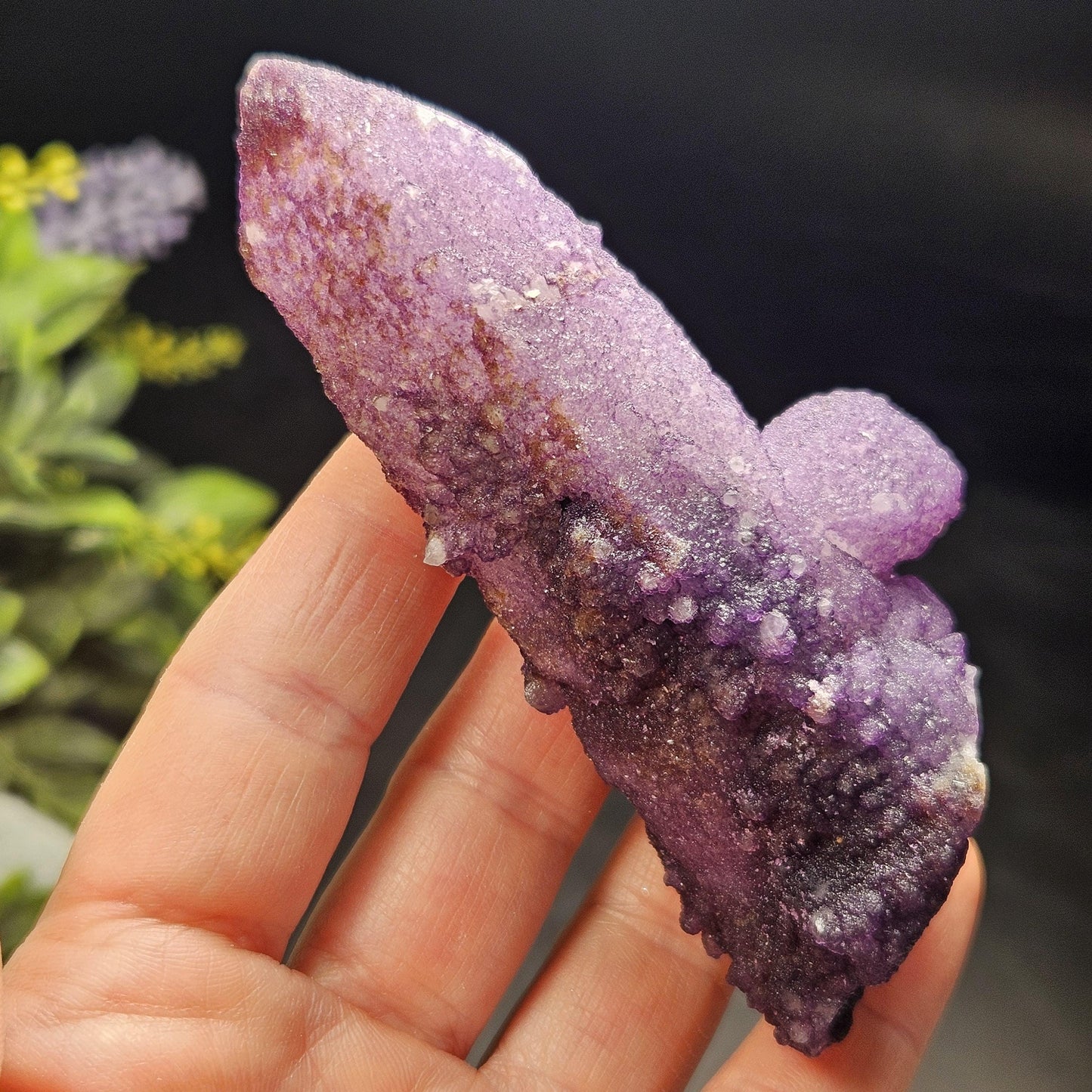 Purple Fluorite on Candle Quartz from Inner Mongolia, 130g