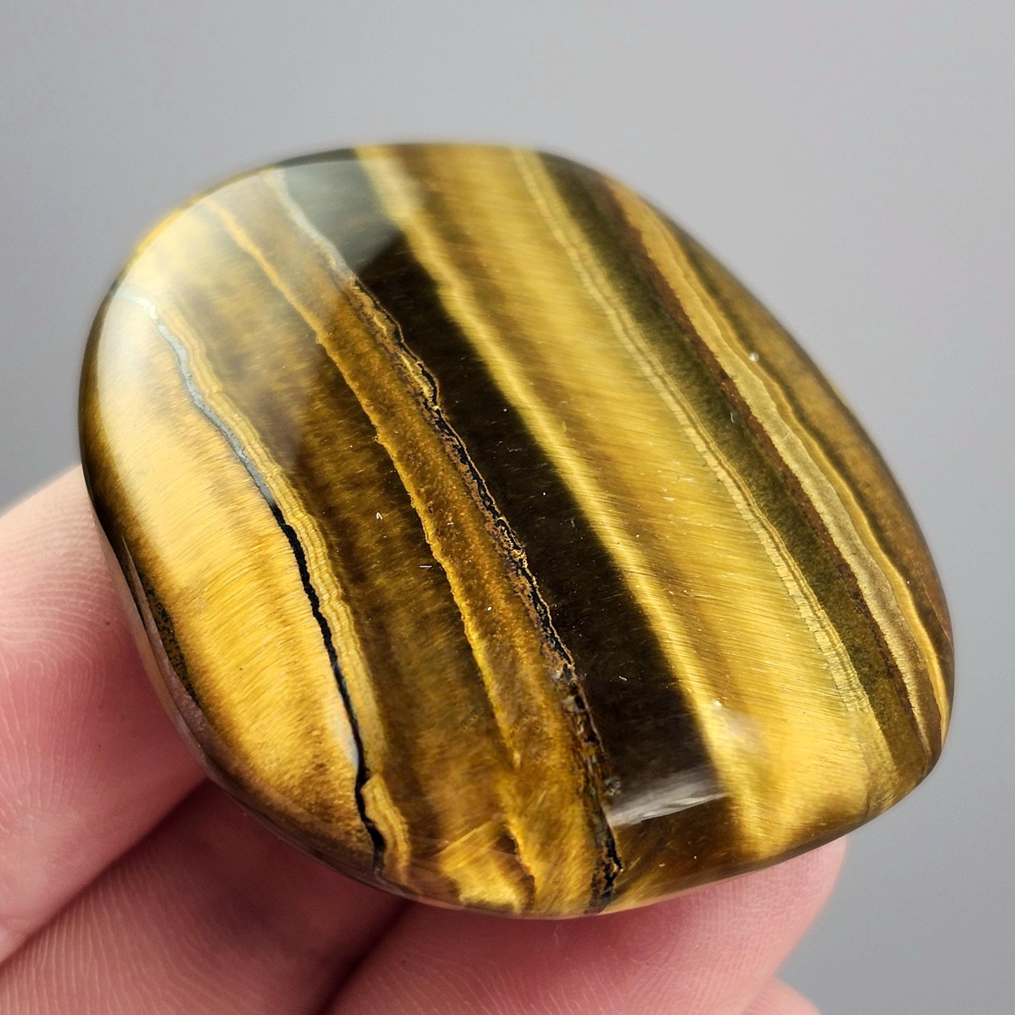 Tiger's Eye Palm Stone, Polished Tigers Eye Crystal