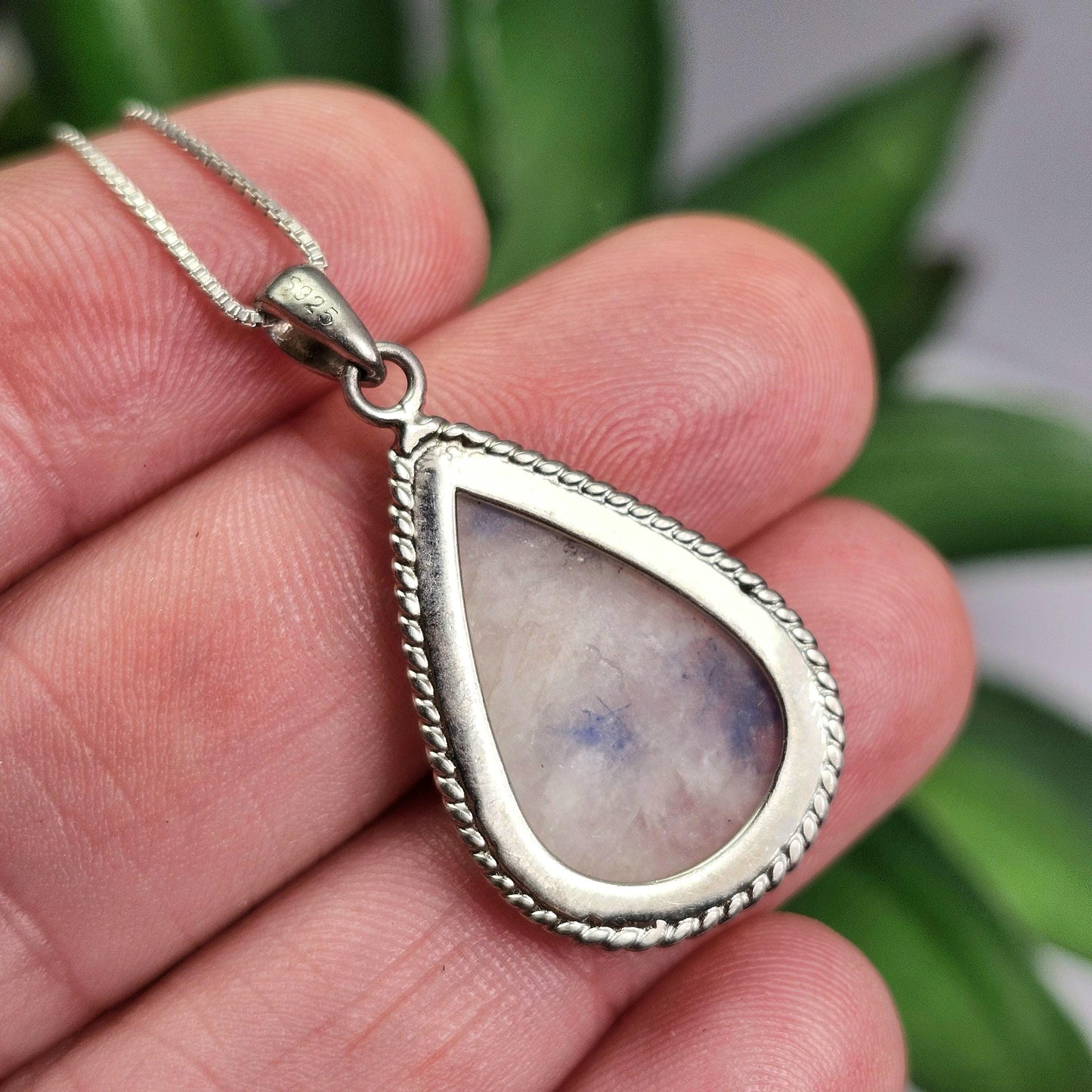 Fibrous Blue Dumortierite in Quartz Pendant, Sterling Silver Dumortierite Necklace