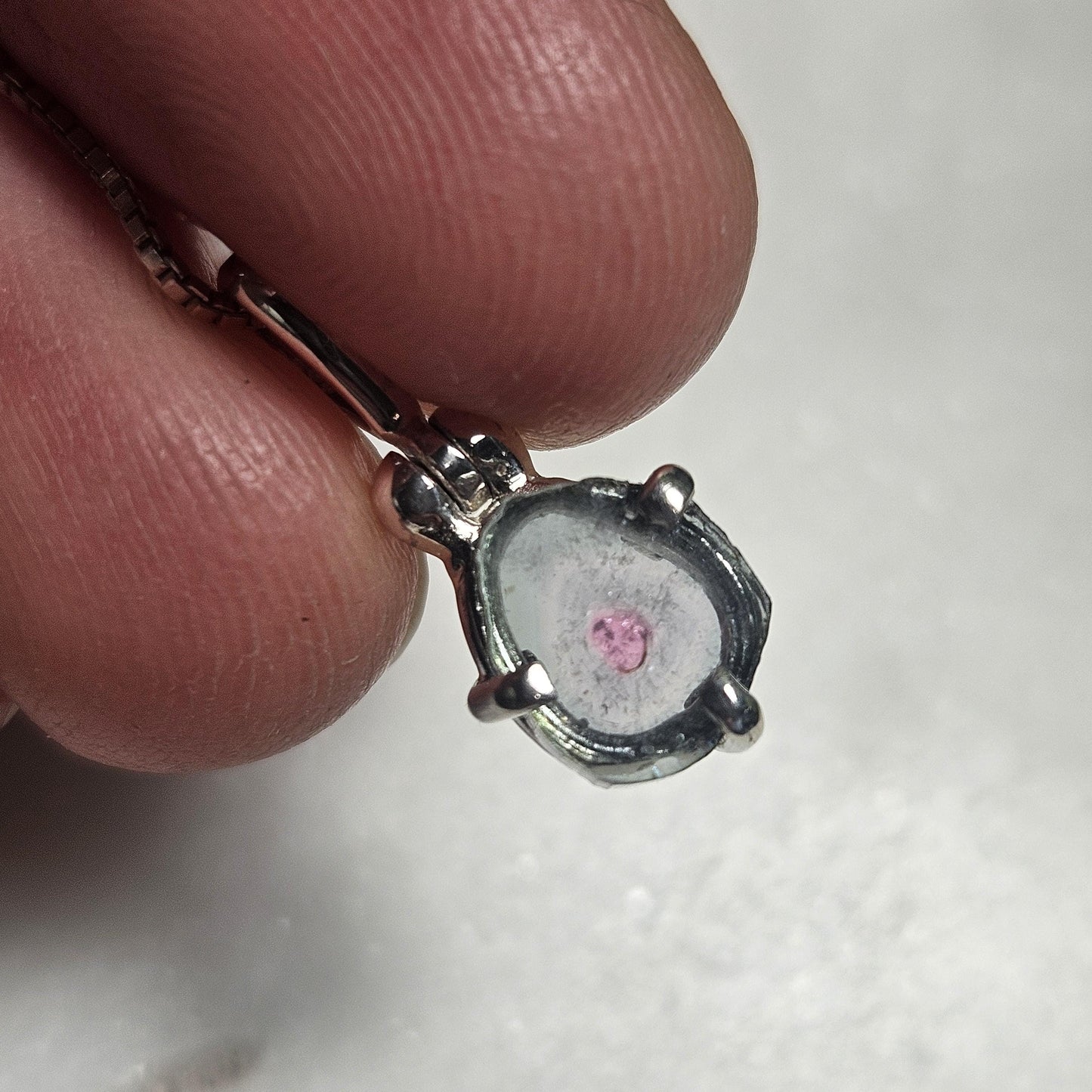 Blue Watermelon Tourmaline Pendant, Sterling Silver Tourmaline Gemstone Necklace