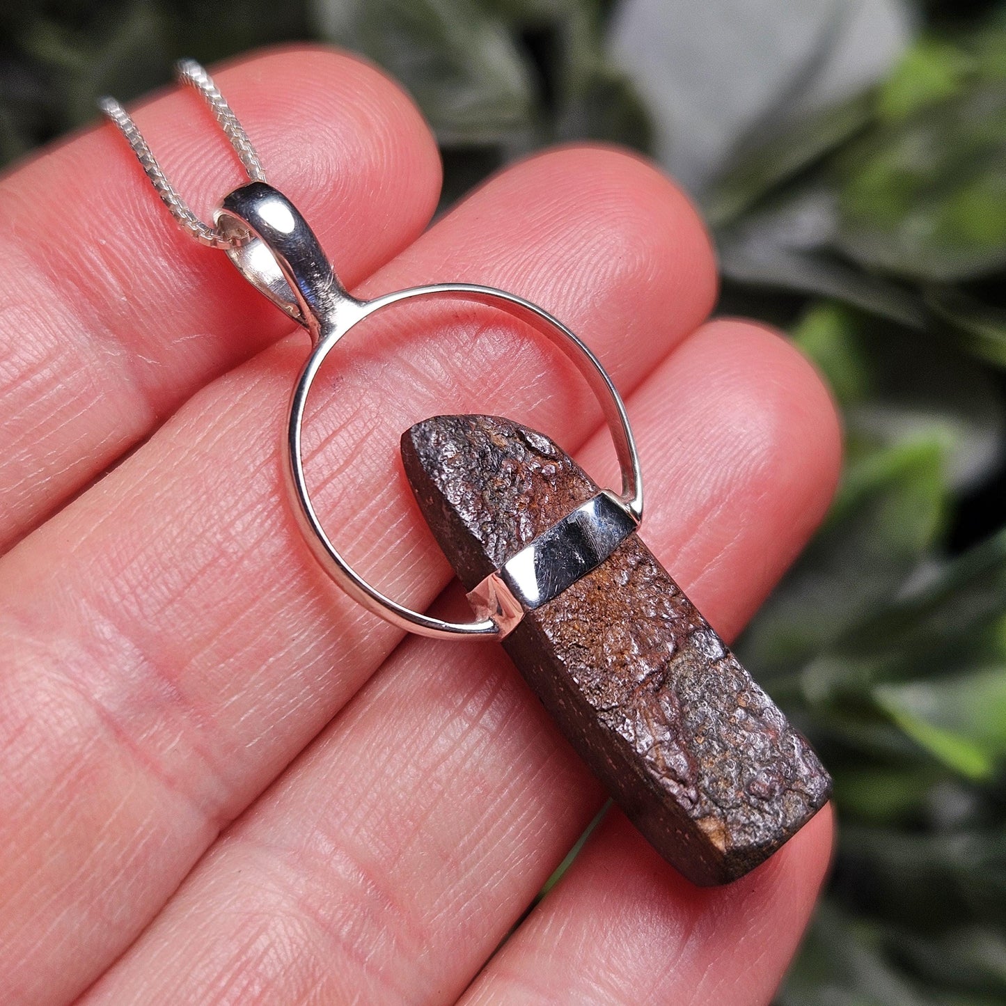 Meteorite Pendant from Kenya, Sterling Silver Natural Meteorite Necklace