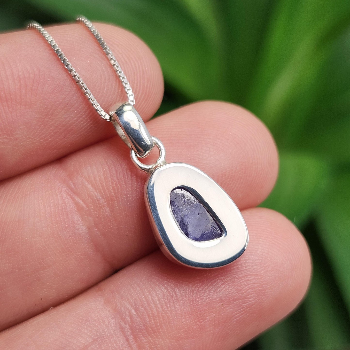 Polished Tanzanite Pendant, Sterling Silver Tanzanite Crystal Necklace