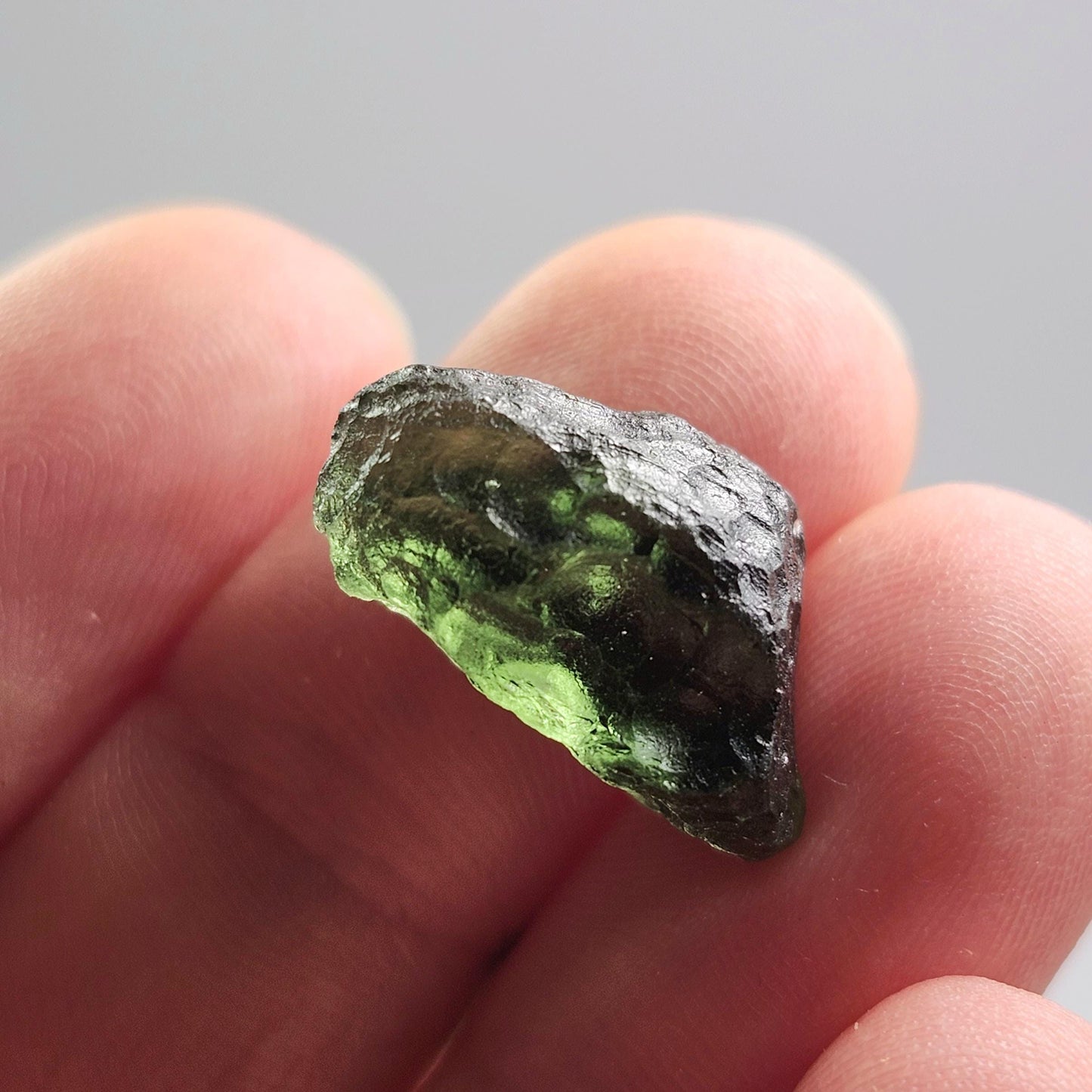 Poison Green Moldavite Crystal 2.02g: Authentic Raw Moldavite Specimen