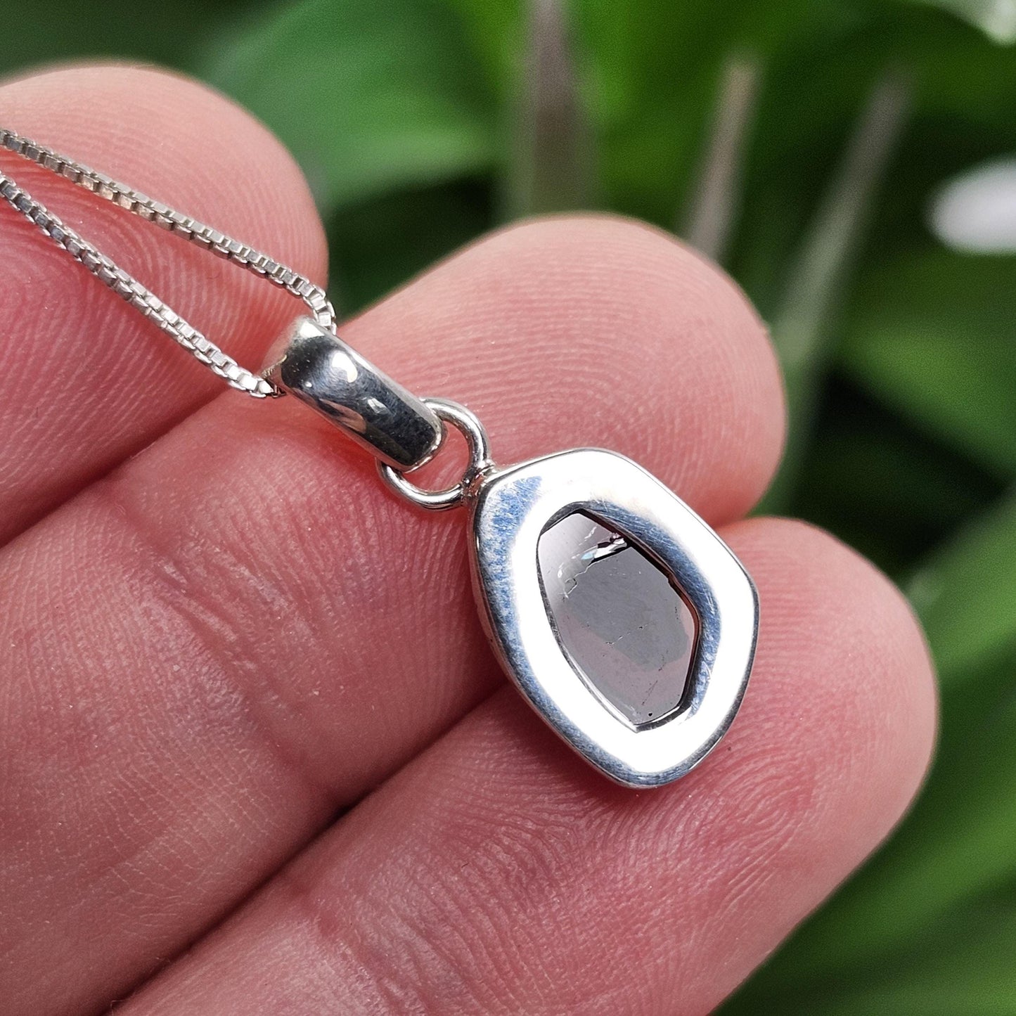 Blue Watermelon Tourmaline Slice Pendant, Sterling Silver Tourmaline Crystal Necklace