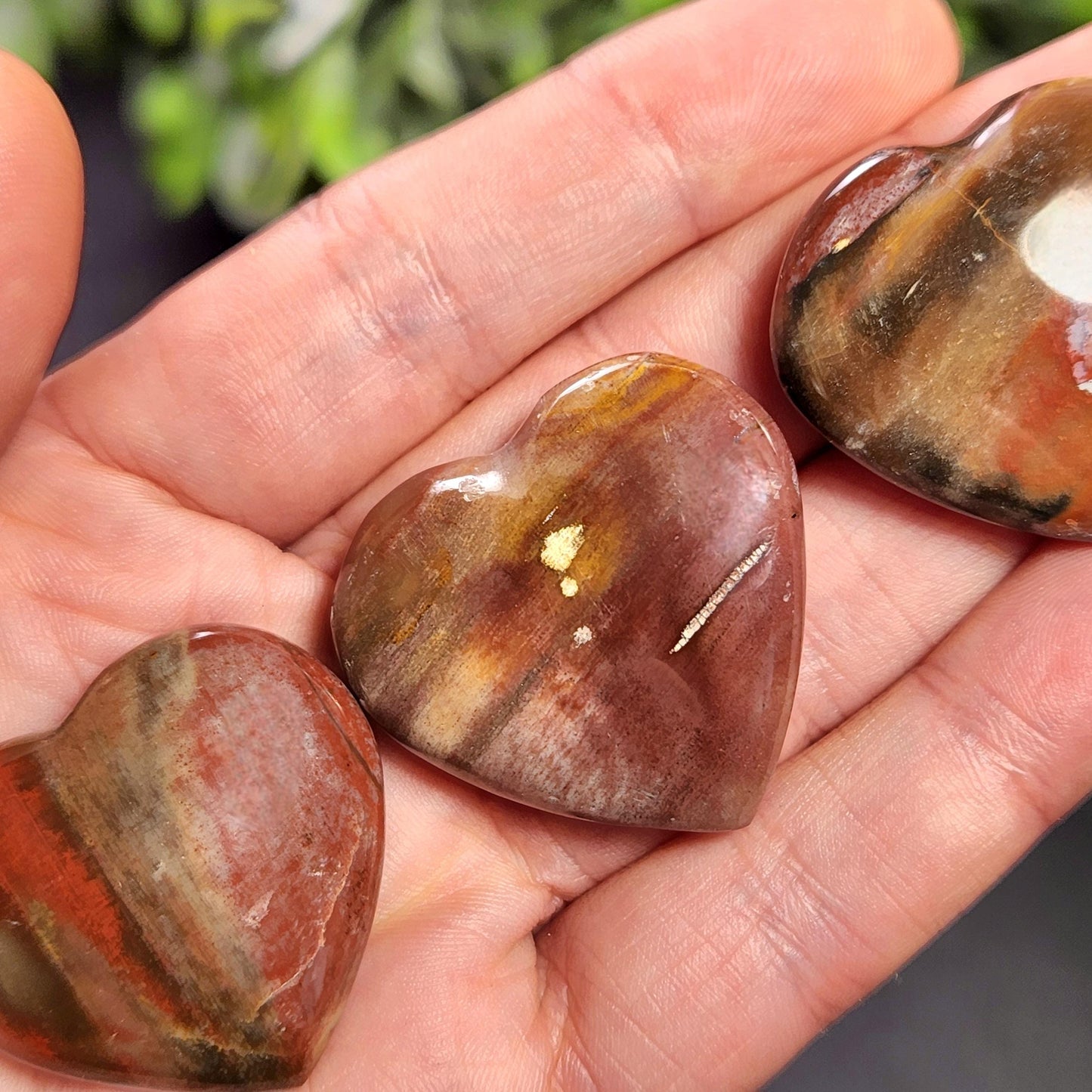Petrified Wood Fossil Heart Carving, Agatized Wood Crystal Heart