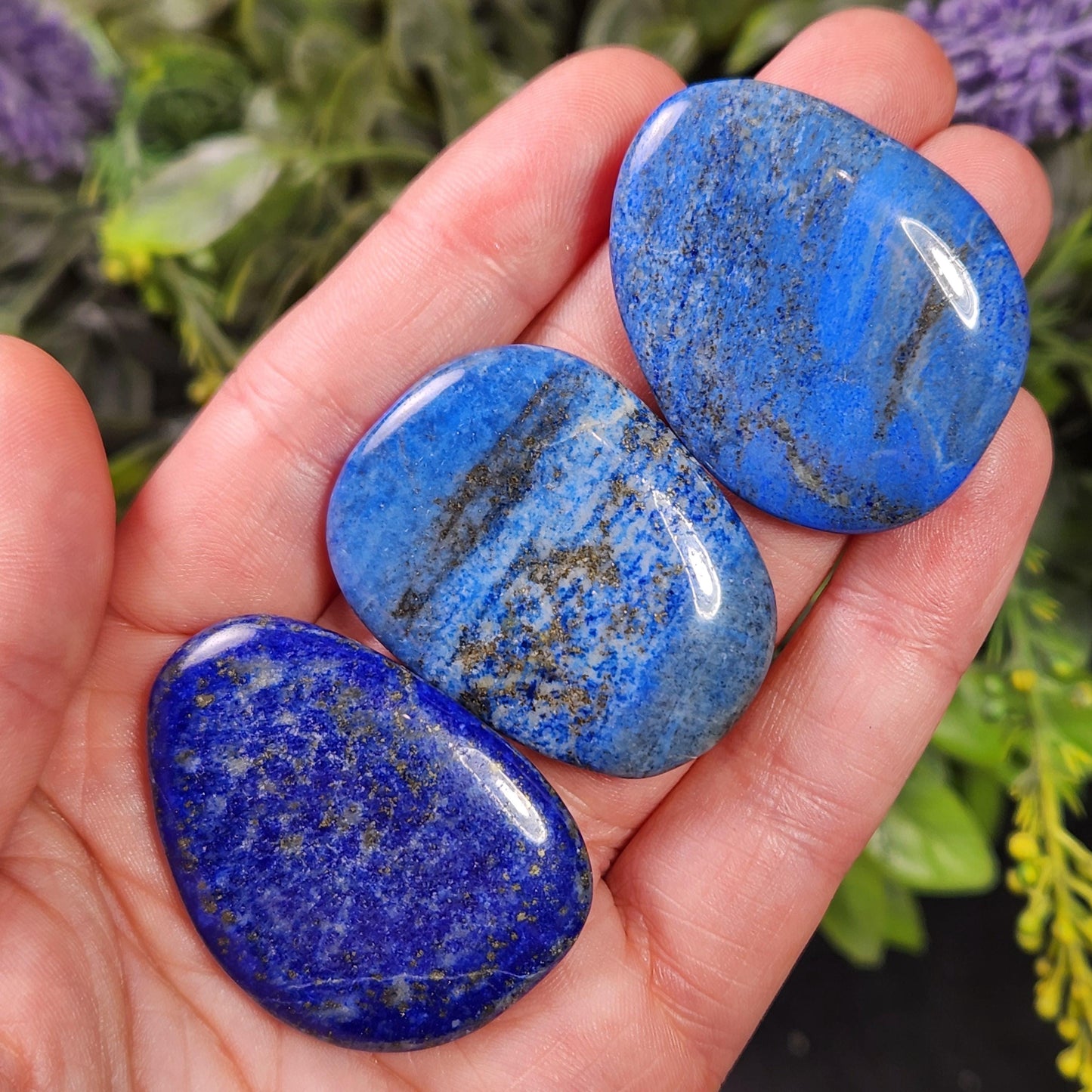Lapis Lazuli Polished Stone, Blue Lapis Palm Stone Crystal Specimen
