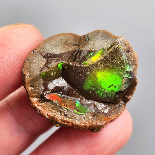 Rainbow Water Opal Specimen 7.2g, Welo Ethiopian Chocolate Opal Crystal