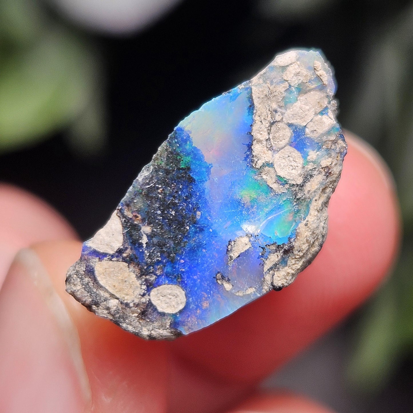 Dendritic Blue Opal 2.04g, Raw African Rainbow Opal Gemstone Specimen