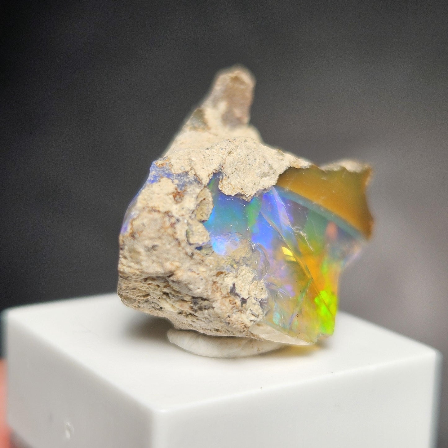 Raw Rainbow Opal Specimen 3.59g, Raw Opal Crystal, Blue Opal Gemstone