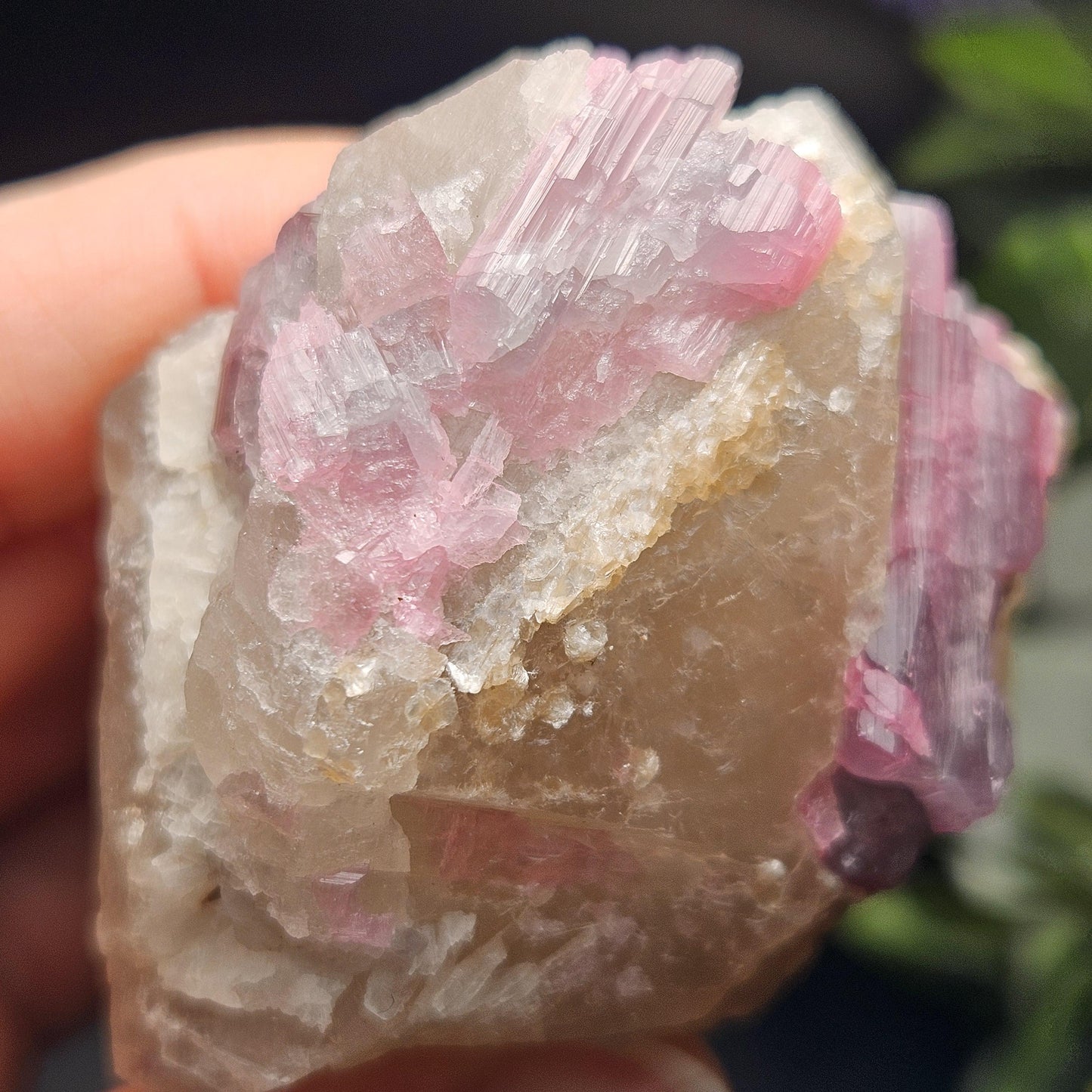 Purple Tourmaline in Quartz from Brazil 187g, Raw Brazilian Tourmaline Specimen, Pink Tourmaline Crystal, Purple Tourmaline Specimen