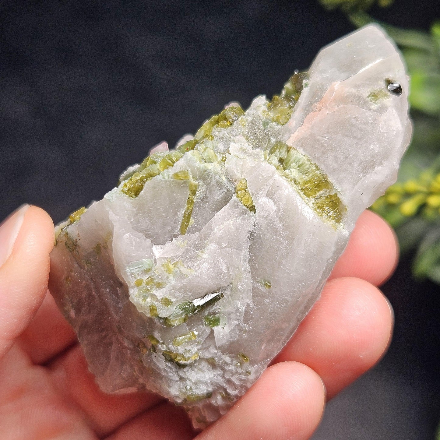 Green & Pink Tourmaline in Quartz Crystal 94.10g, Brazilian Quartz with Tourmaline, Pink Tourmaline Specimen, Watermelon Tourmaline Crystal
