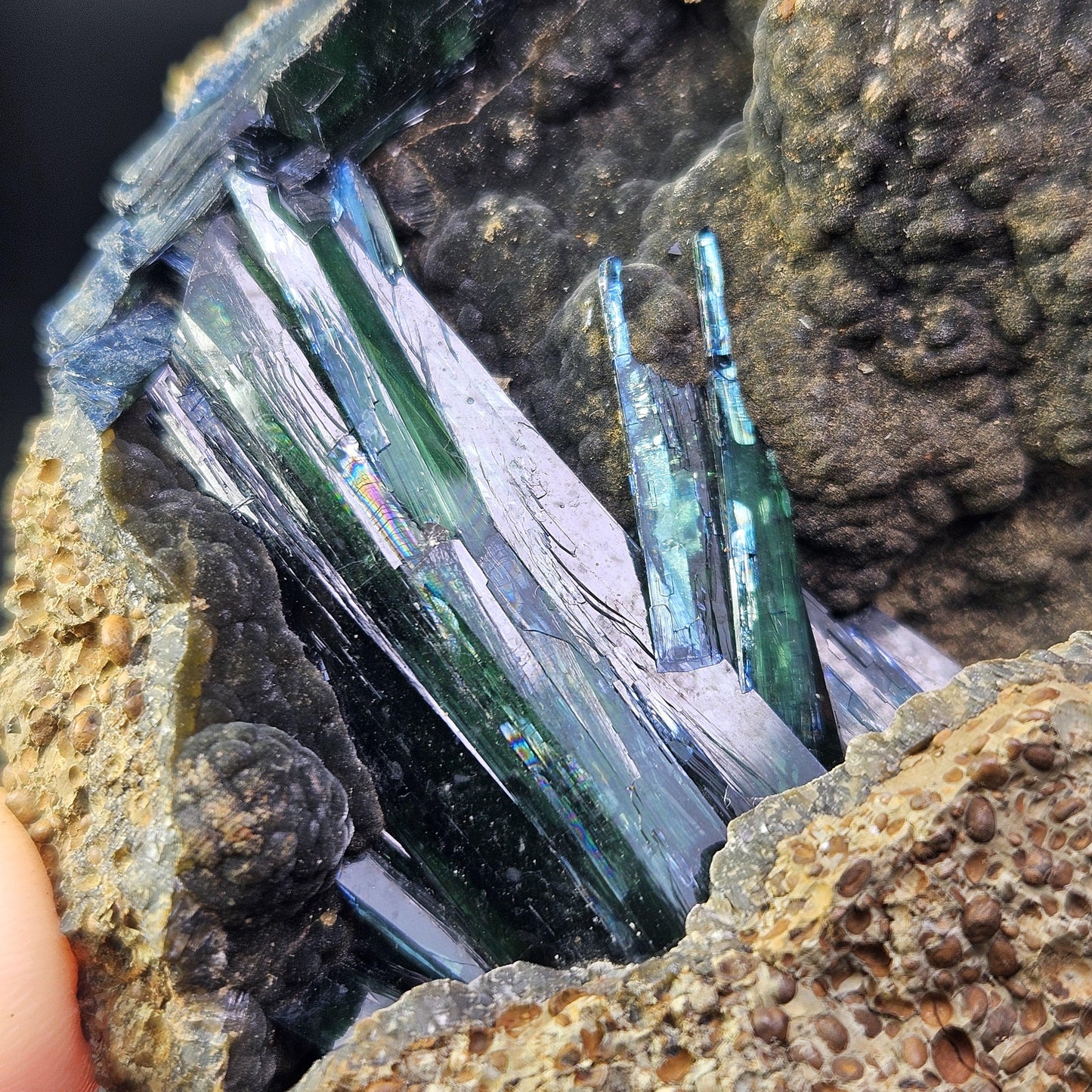 Vivianite Crystal Cluster with Rainbow Inclusions 137g, Vivianite Specimen, Raw Blue