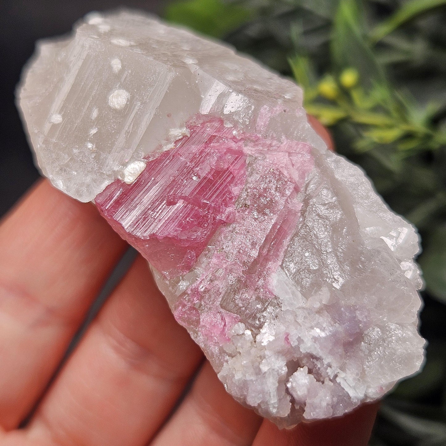 Pink Tourmaline in Quartz from Brazil 52.64g, Raw Brazilian Tourmaline Specimen, Pink Tourmaline Crystal