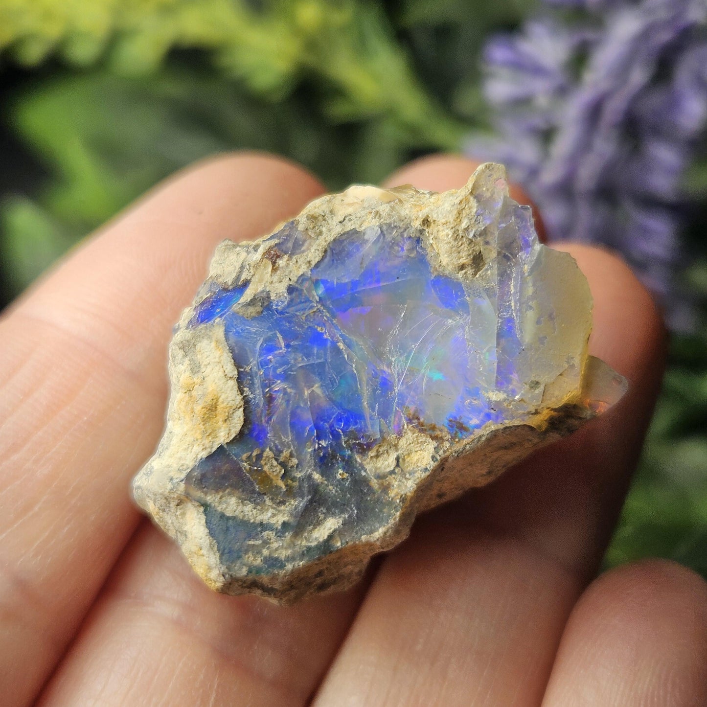 Blue Rainbow Opal Specimen 9.49g, Raw Opal Crystal, Blue Opal Gemstone