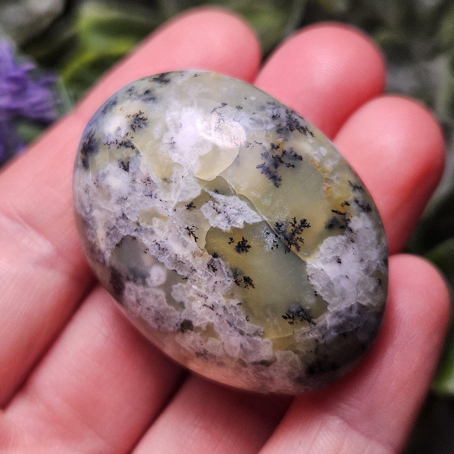 Dendritic Green Opal Palm Stone (1.25"+), Polished Dendritic Opal Crystal
