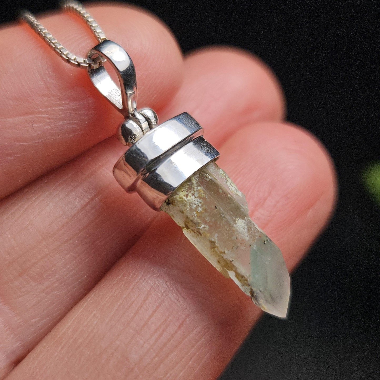 Ajoite Phantom in Quartz Crystal Pendant