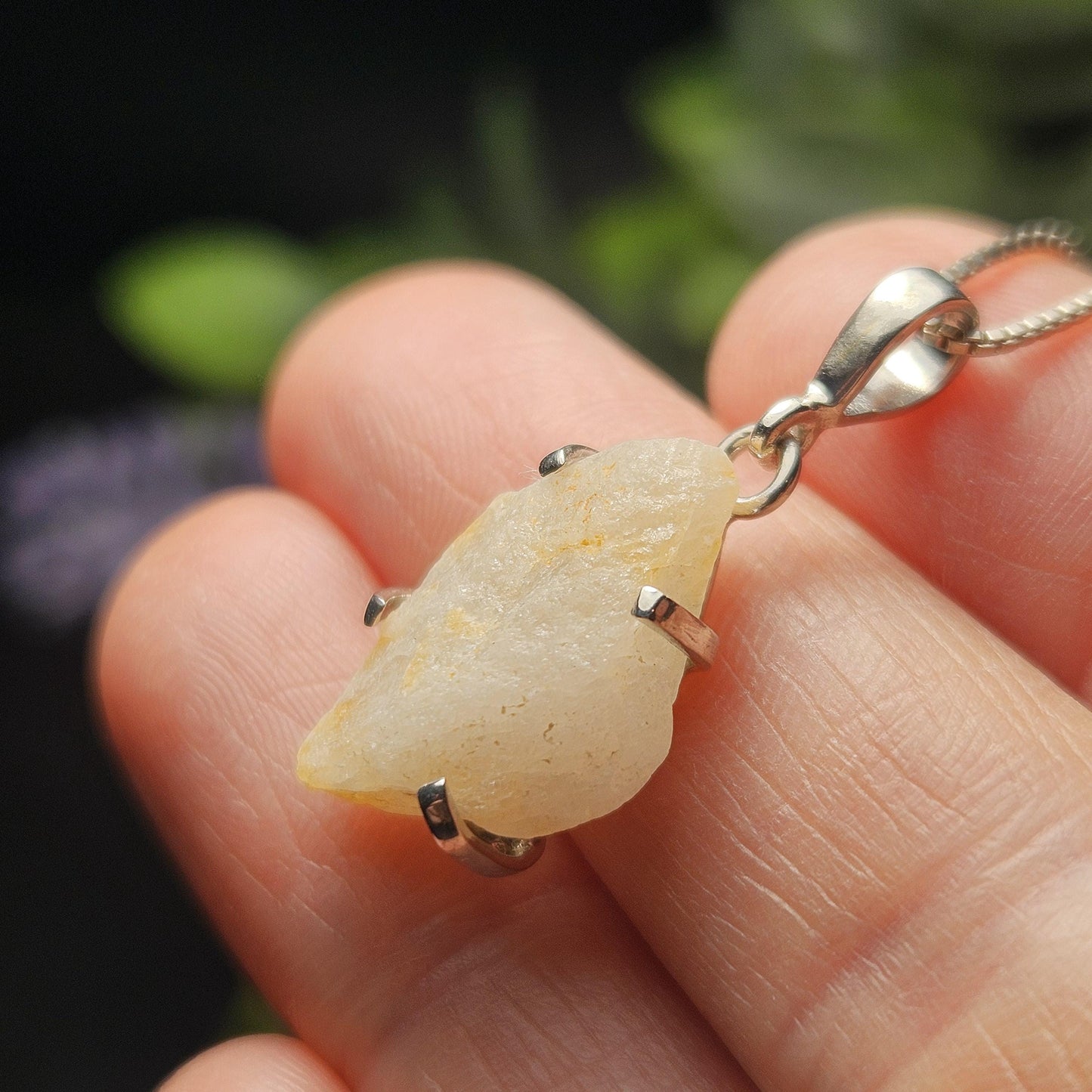 Phenacite Pendant, Nigerian Gold Phenakite Crystal Sterling Silver Necklace