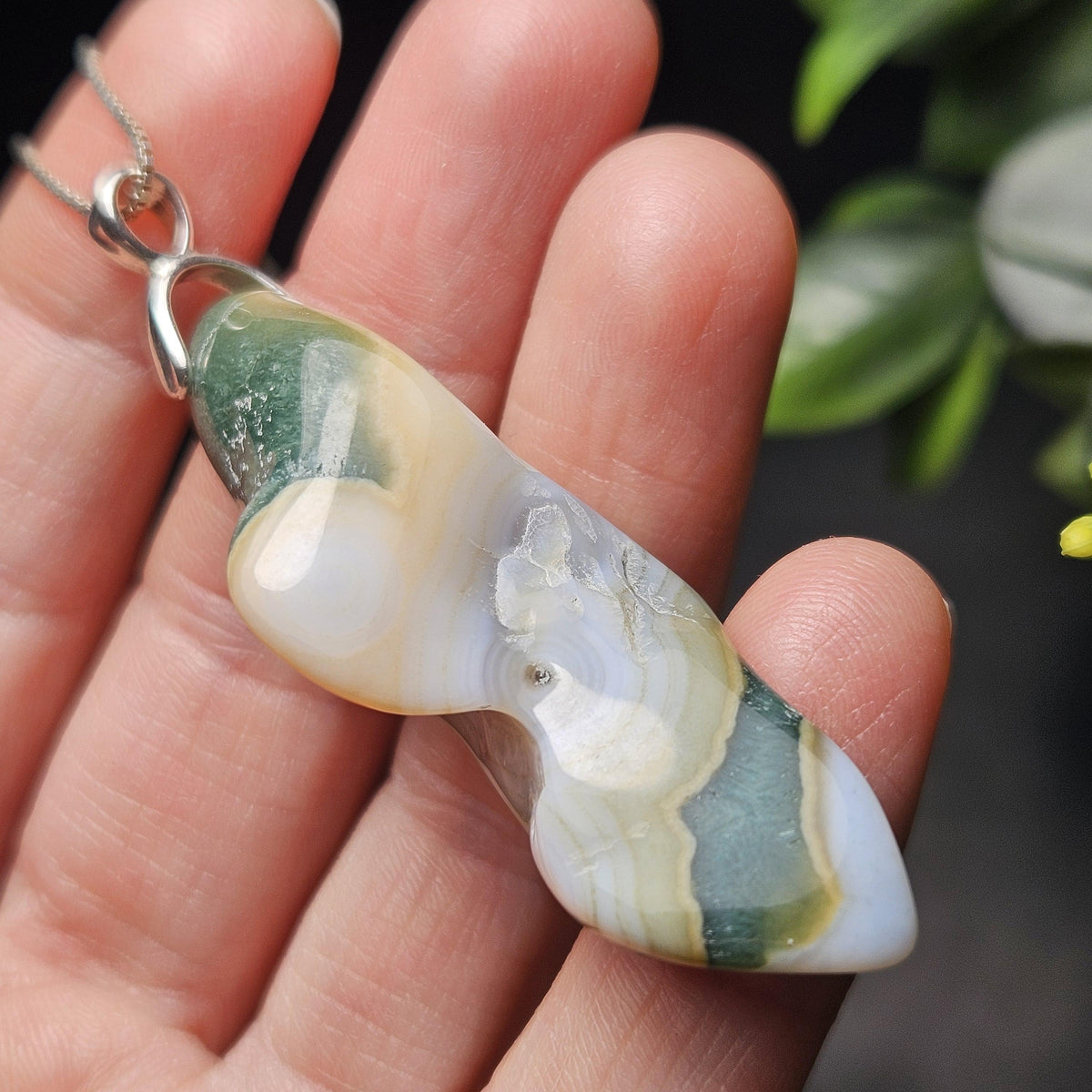 Vein 8 Ocean Jasper Pendant, Sterling Silver Madagascar Vein Eight Jasper