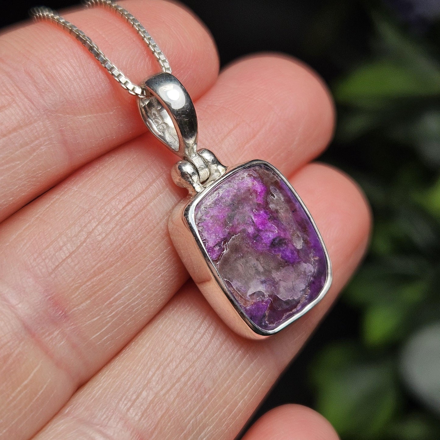 Gel Sugilite Pendant, Sterling Silver Sugilite Necklace