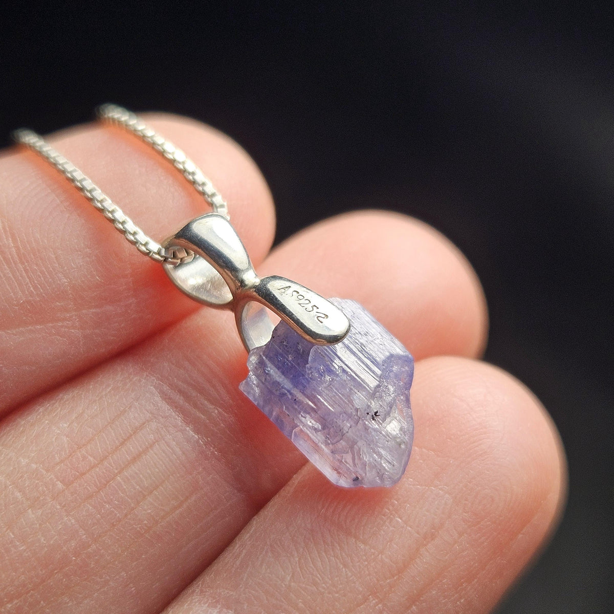 Tanzanite Crystal Sterling Silver Pendant, Raw Tanzanite Stone Jewelry