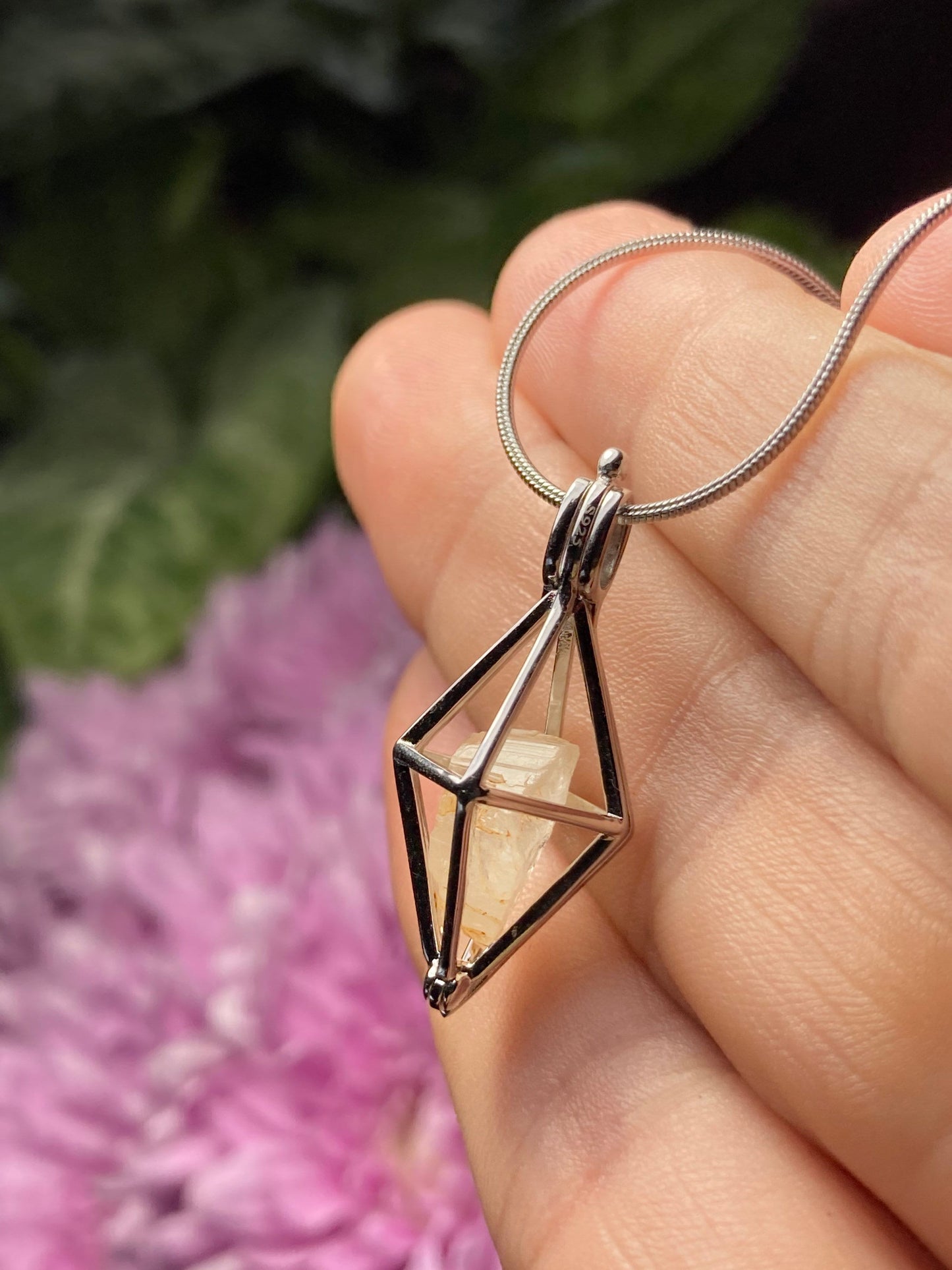 Golden Phenacite Pendant, Nigerian Phenacite Sterling Silver Necklace, Phenacite Necklace