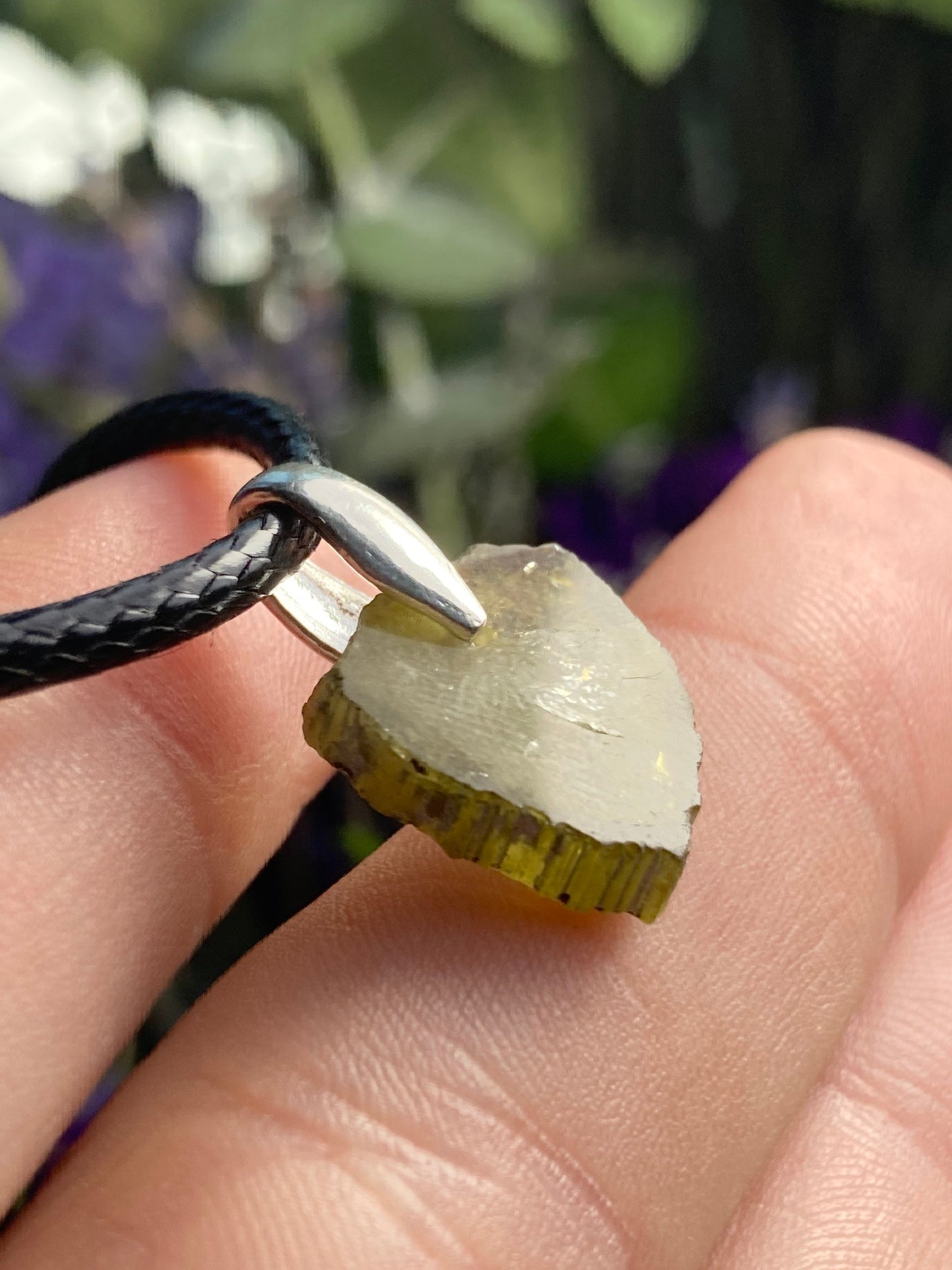 Green "Watermelon" Tourmaline Slice Pendant, Green Tourmaline Necklace