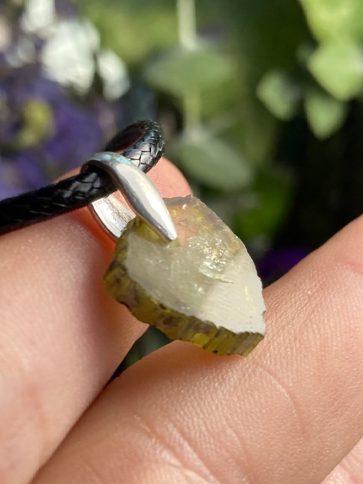 Green Tourmaline Slice Pendant (20x13mm)