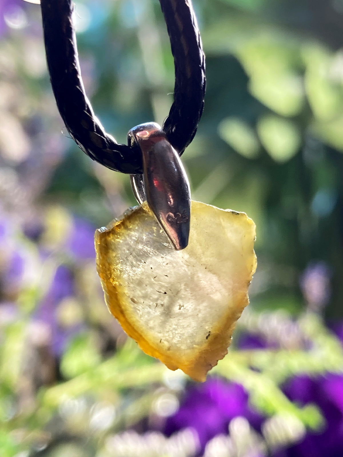Green Tourmaline Slice Pendant (20x13mm)