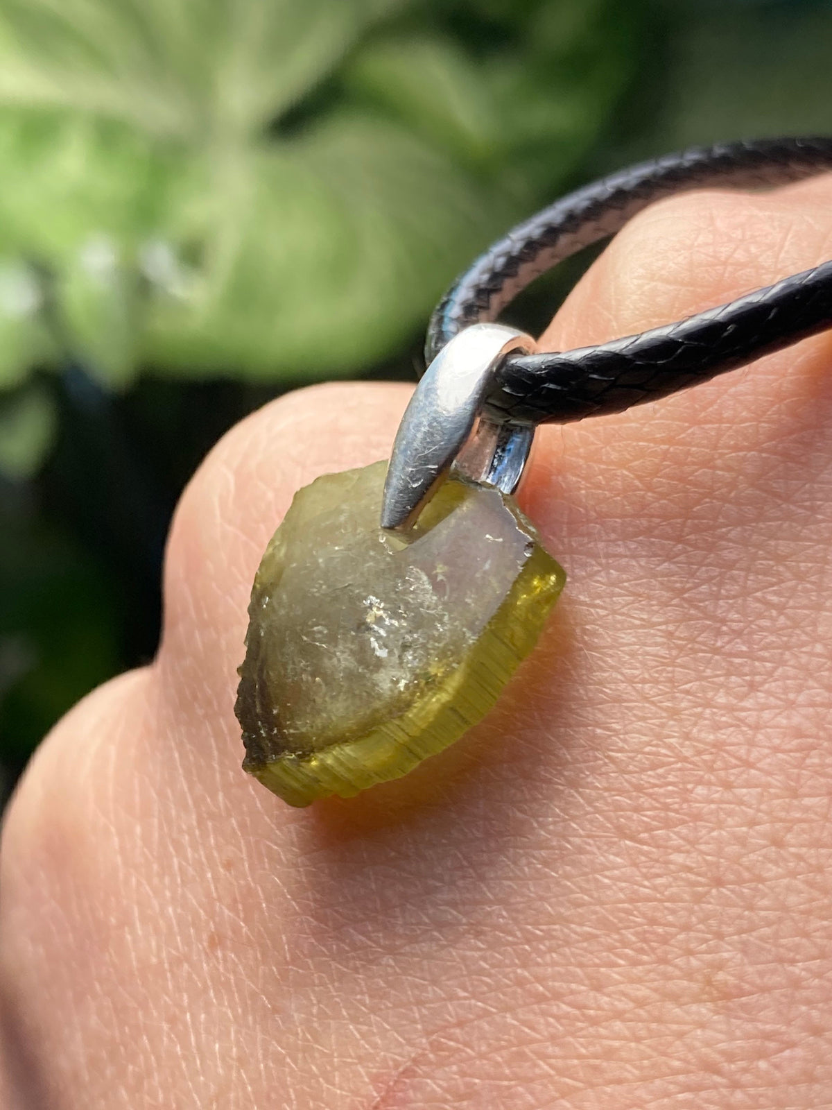 Green Tourmaline Slice Pendant (20x13mm)
