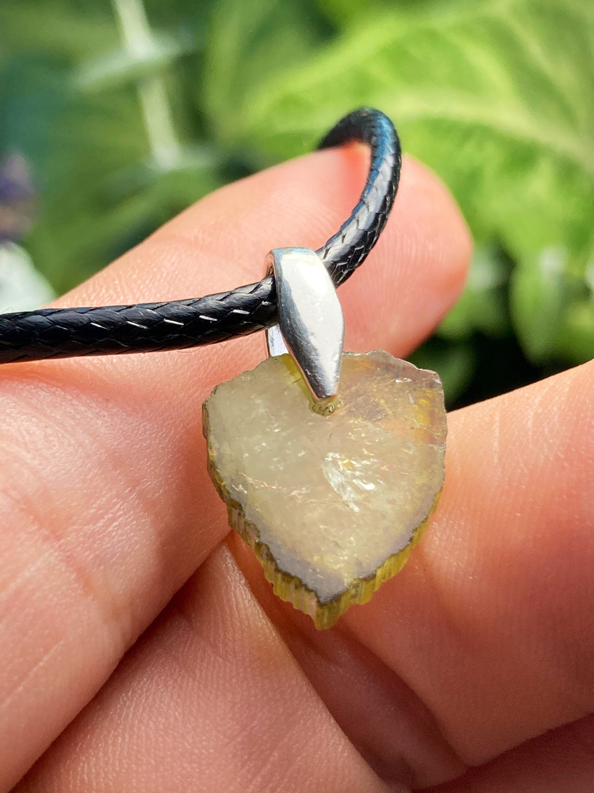 Green Tourmaline Slice Pendant (20x13mm)
