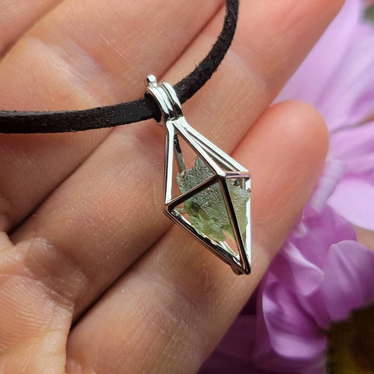 Moldavite Prism Pendant