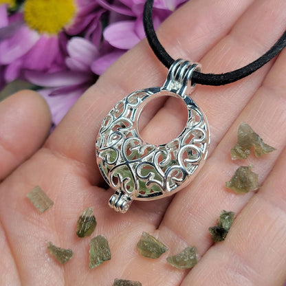 Moldavite Cage Pendant