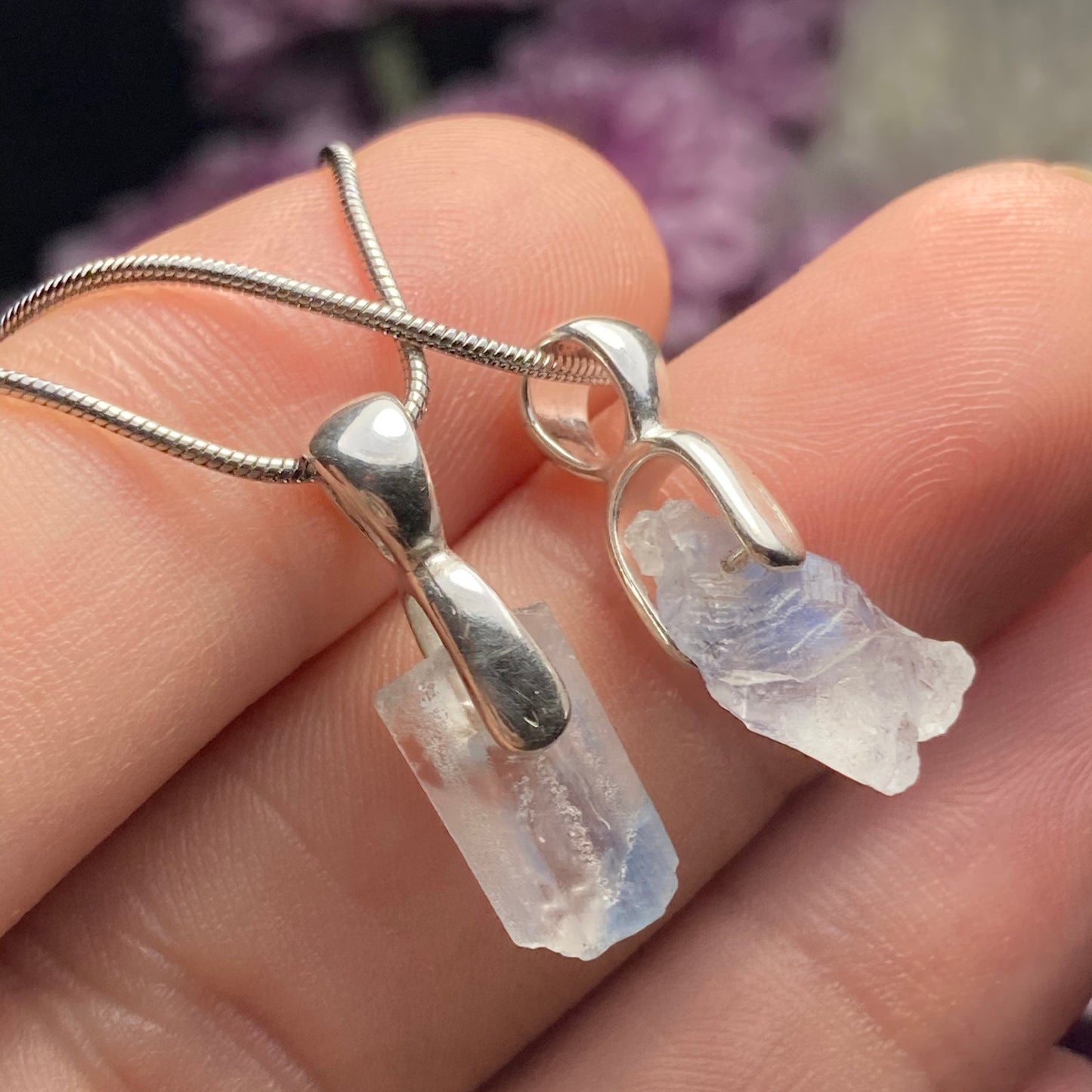 Fibrous Dumortierite in Quartz Pendant