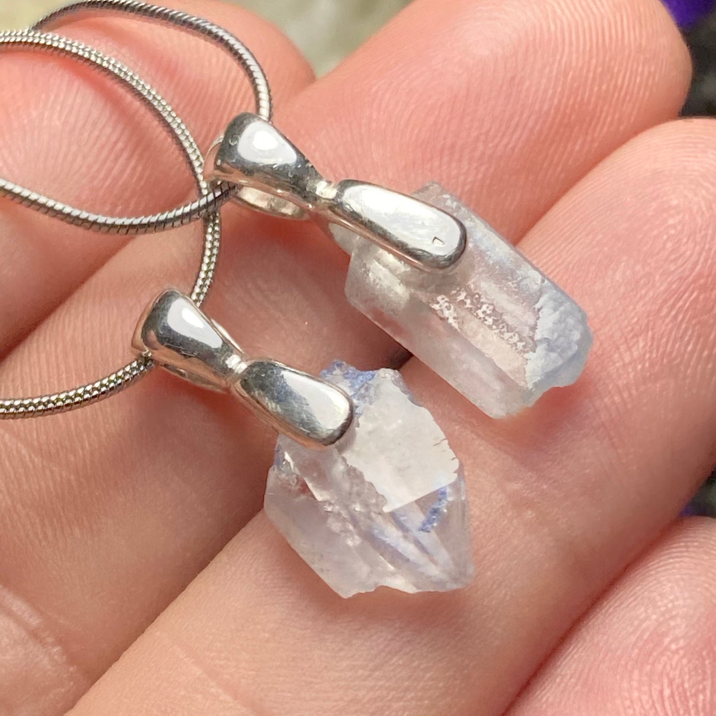 Fibrous Dumortierite in Quartz Pendant