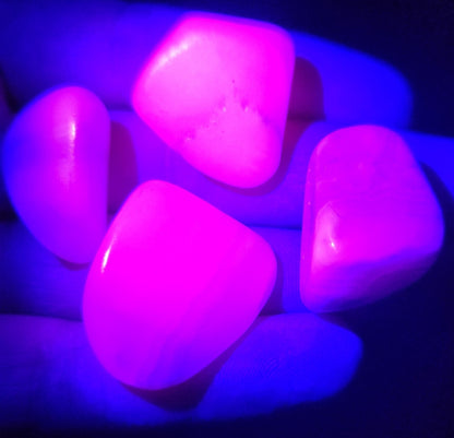 Pink Mangano Calcite Crystal, UV Reactive Specimen, Tumbled Pink Calcite