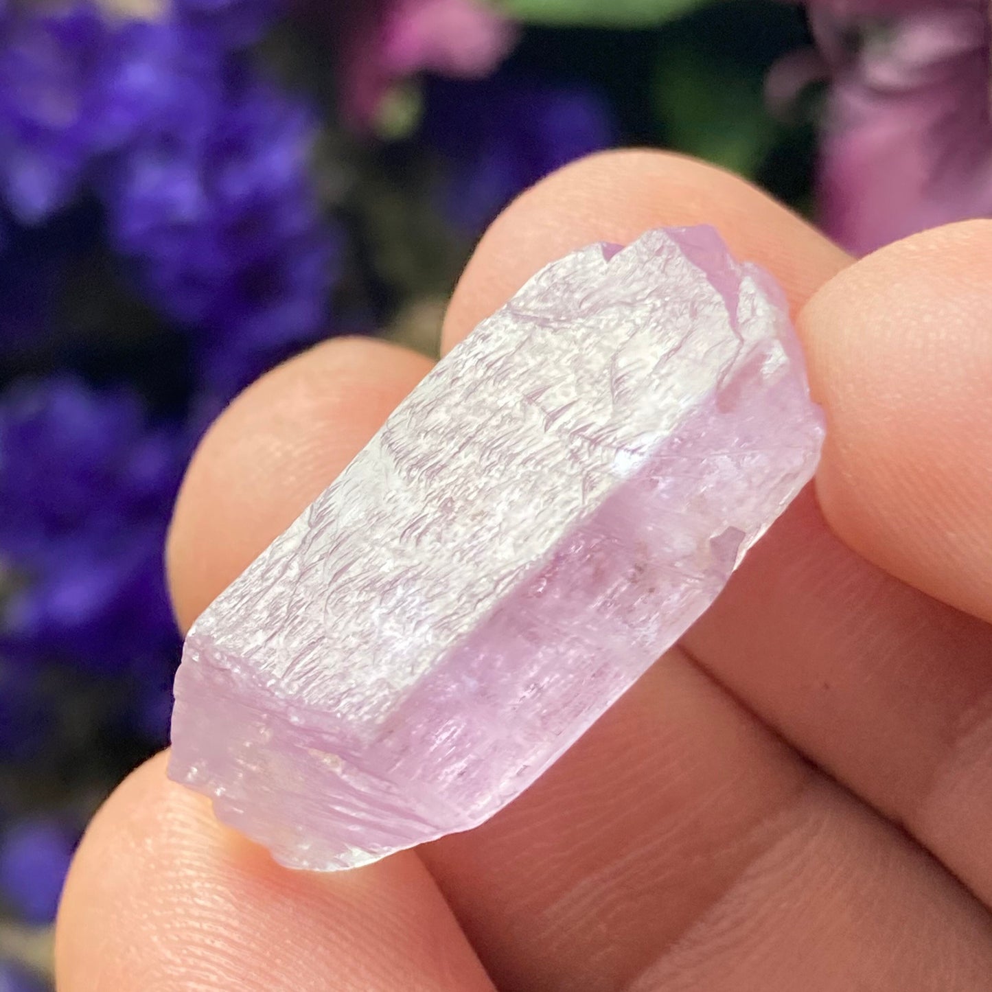 Etched Purple Kunzite Crystal, Raw Lavender Kunzite Specimen
