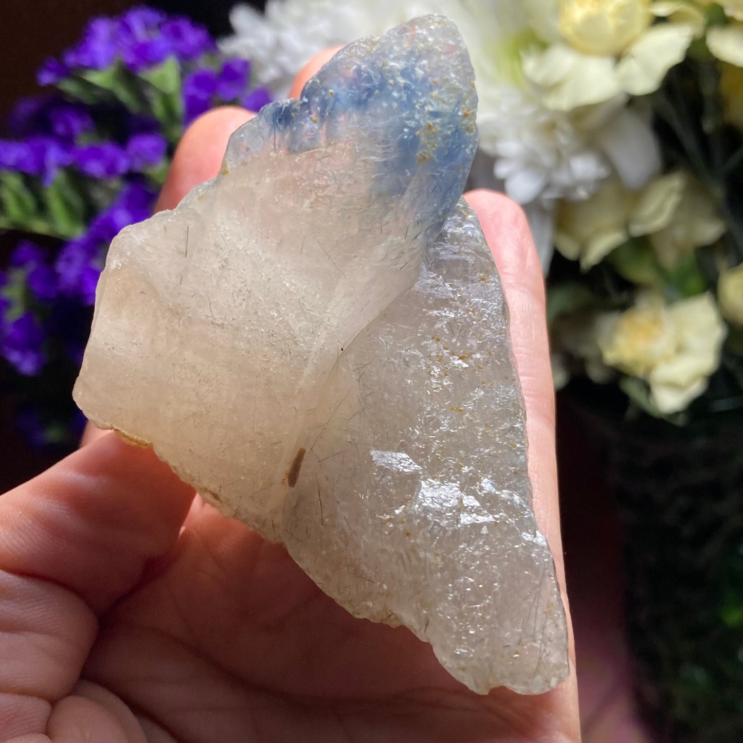 Blue Tourmaline in Quartz / Blue Tourmaline Crystal / Quartz with Tourmaline / Tourmaline Crystal / Tourmaline Quartz / Indicolite Quartz