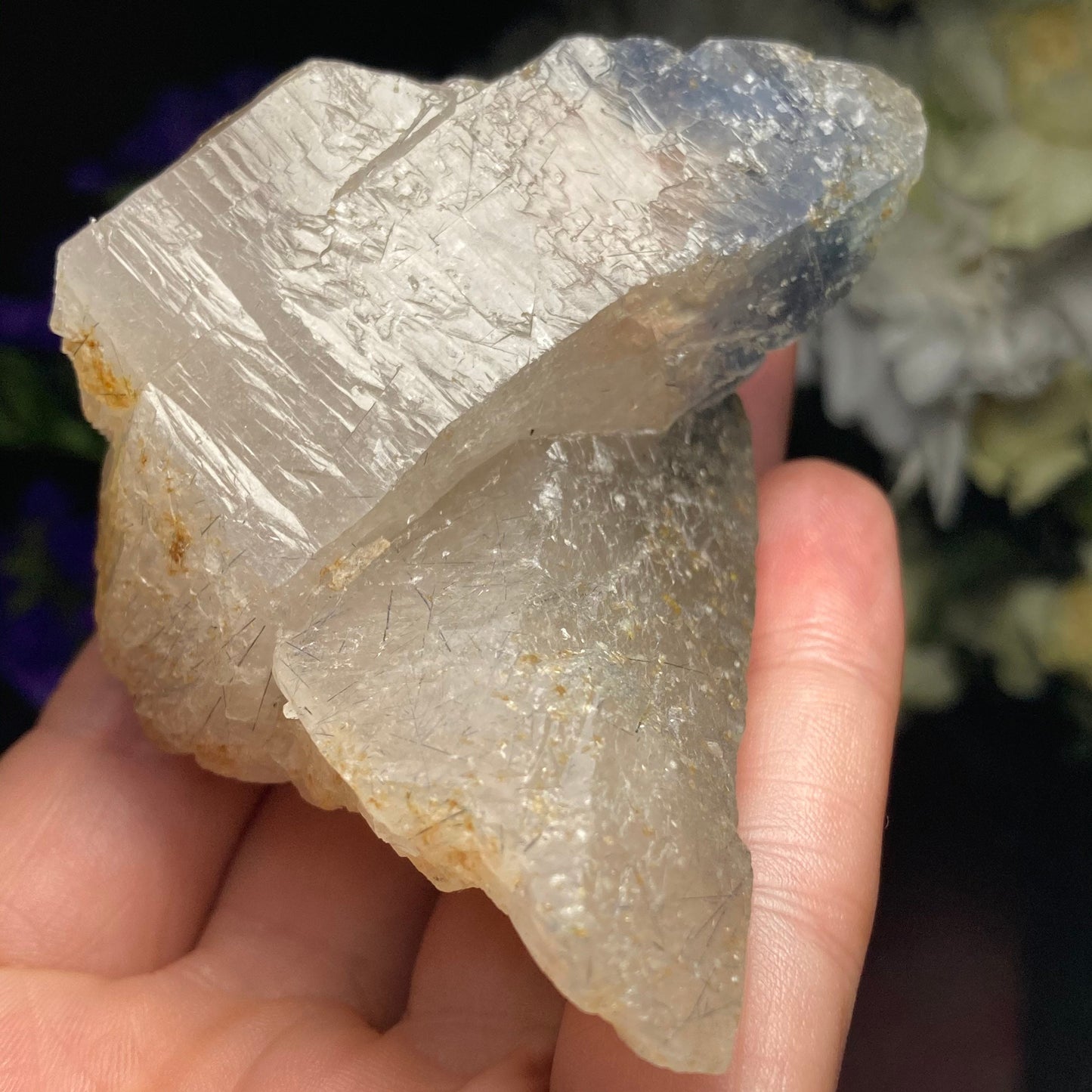 Blue Tourmaline in Quartz / Blue Tourmaline Crystal / Quartz with Tourmaline / Tourmaline Crystal / Tourmaline Quartz / Indicolite Quartz
