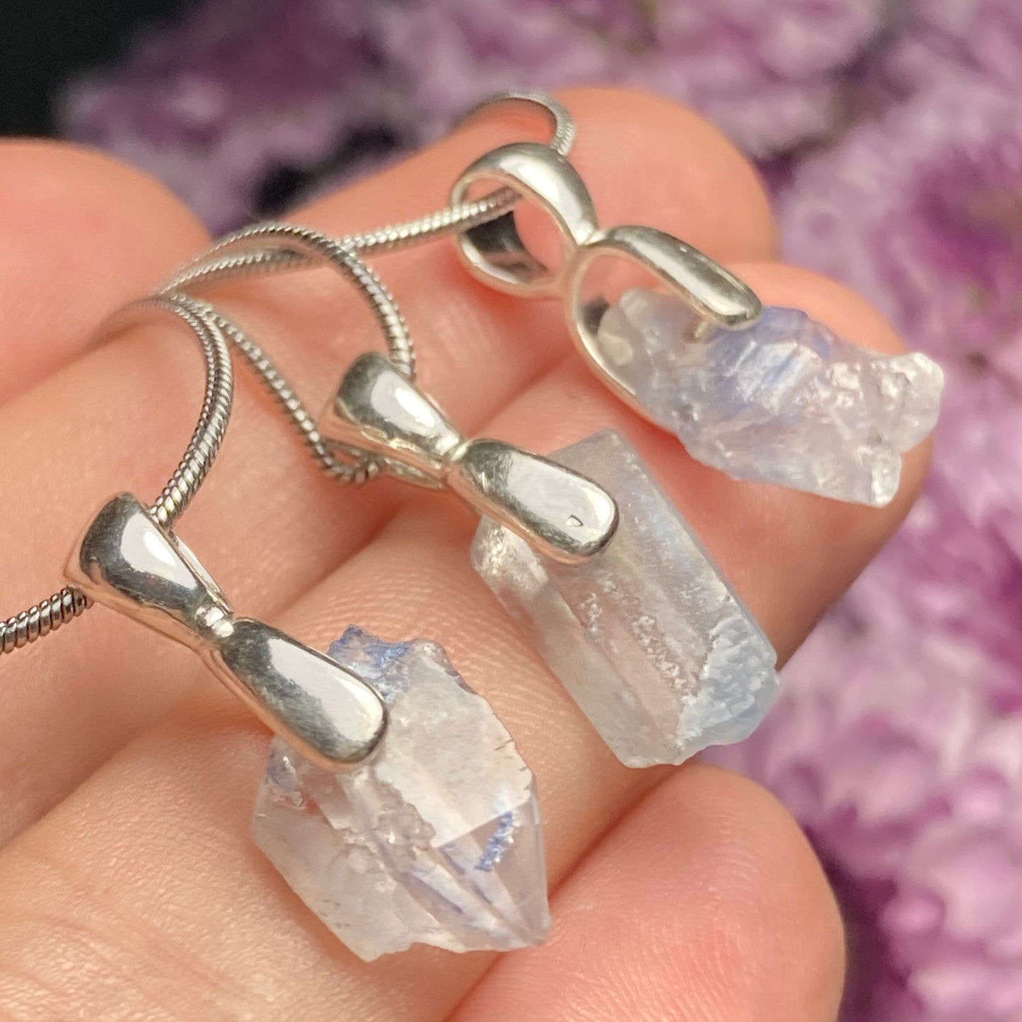 Fibrous Dumortierite in Quartz Pendant